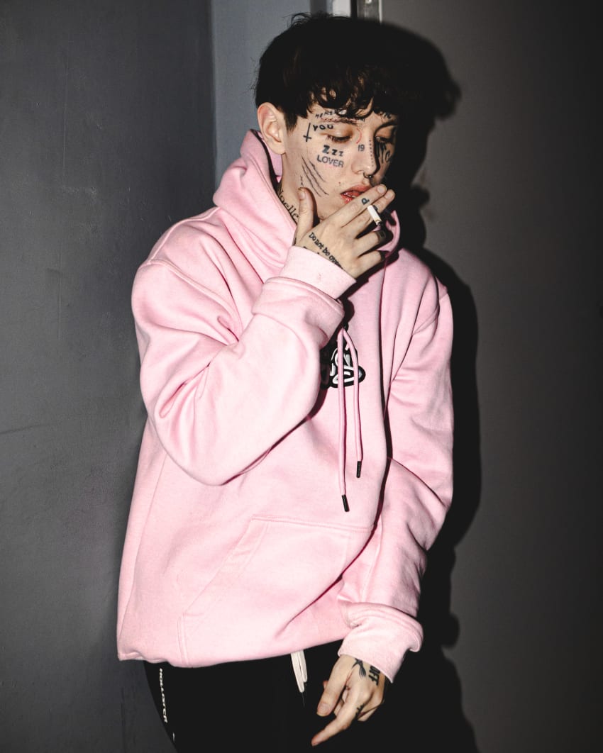 Lil xan pink outlet hoodie