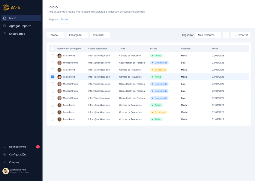 UI design of a CMMS by Juan David Niño Morales