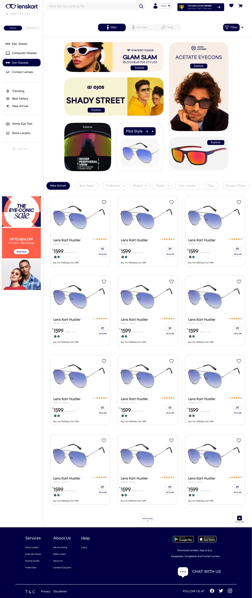 Lenskart Vincent Chase Polarized UV Protection Sunglasses (Gold, Full Rim  Rectangle/ Square, Unisex) Price - Buy Online at Best Price in India
