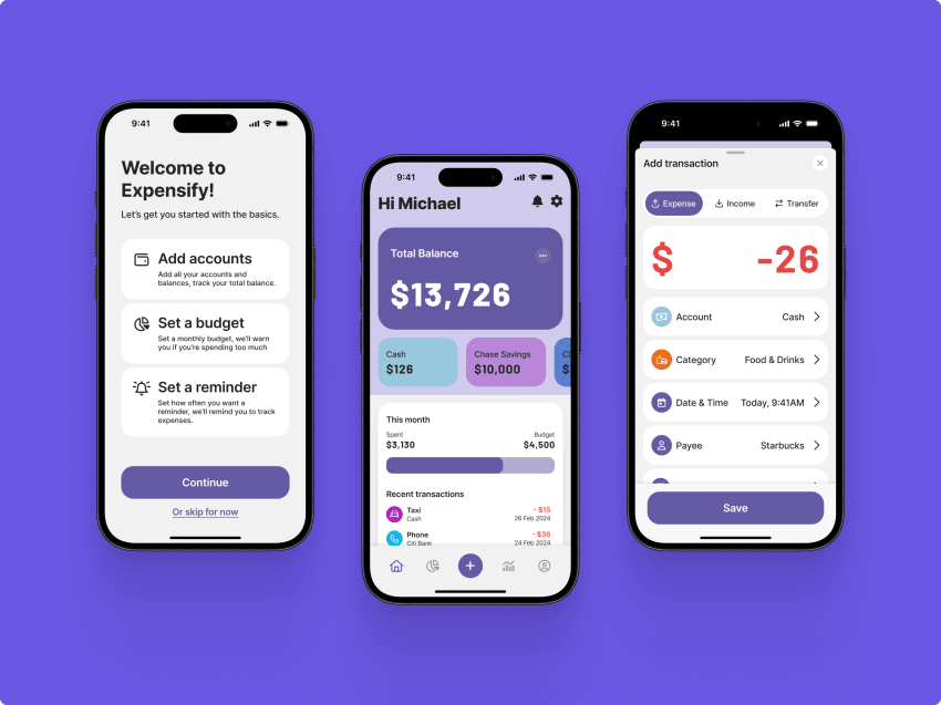 UI Design for Expensify - an expense tracker by Senal Wijeratne