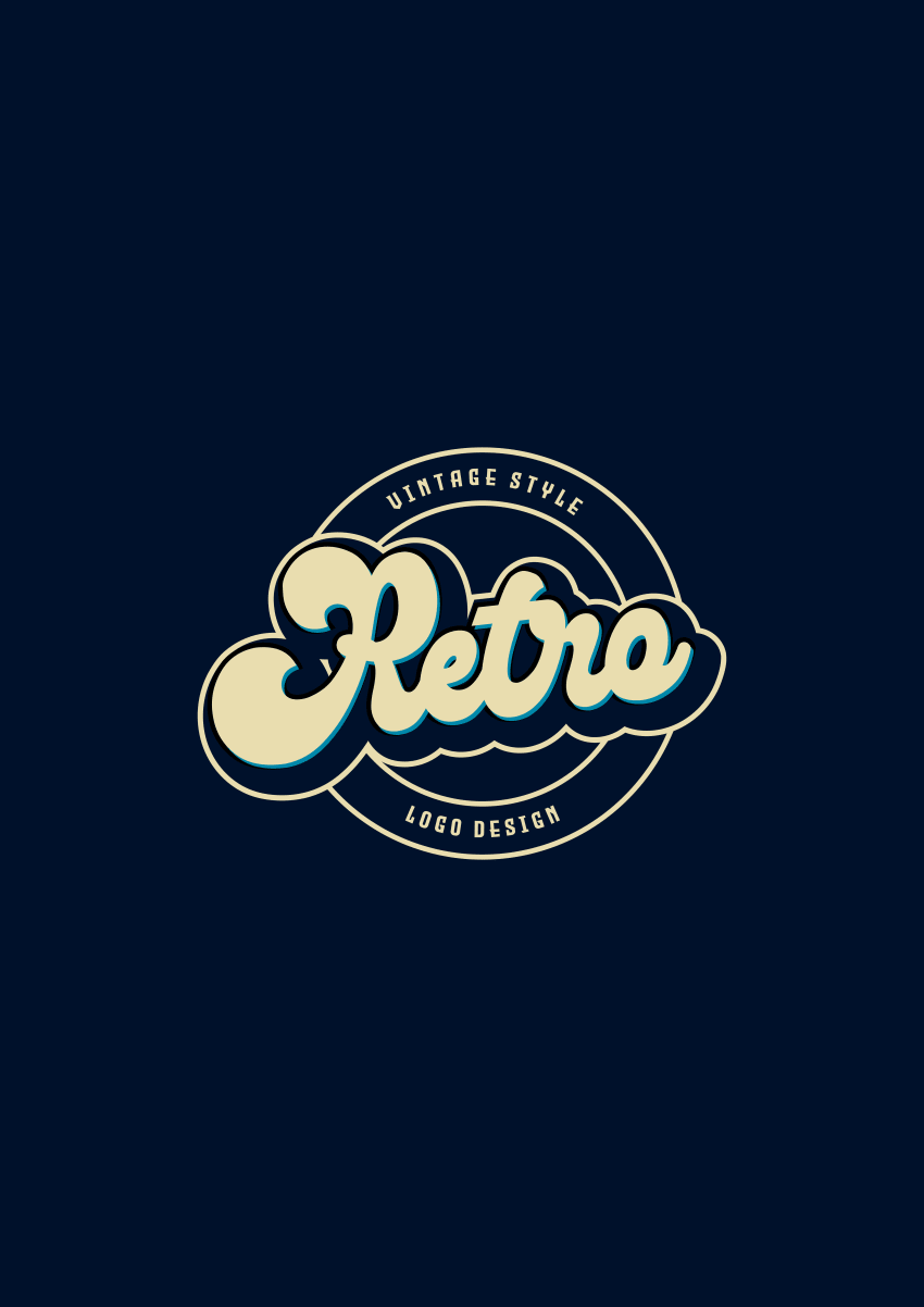 Retro typography logo by Sarim Khan