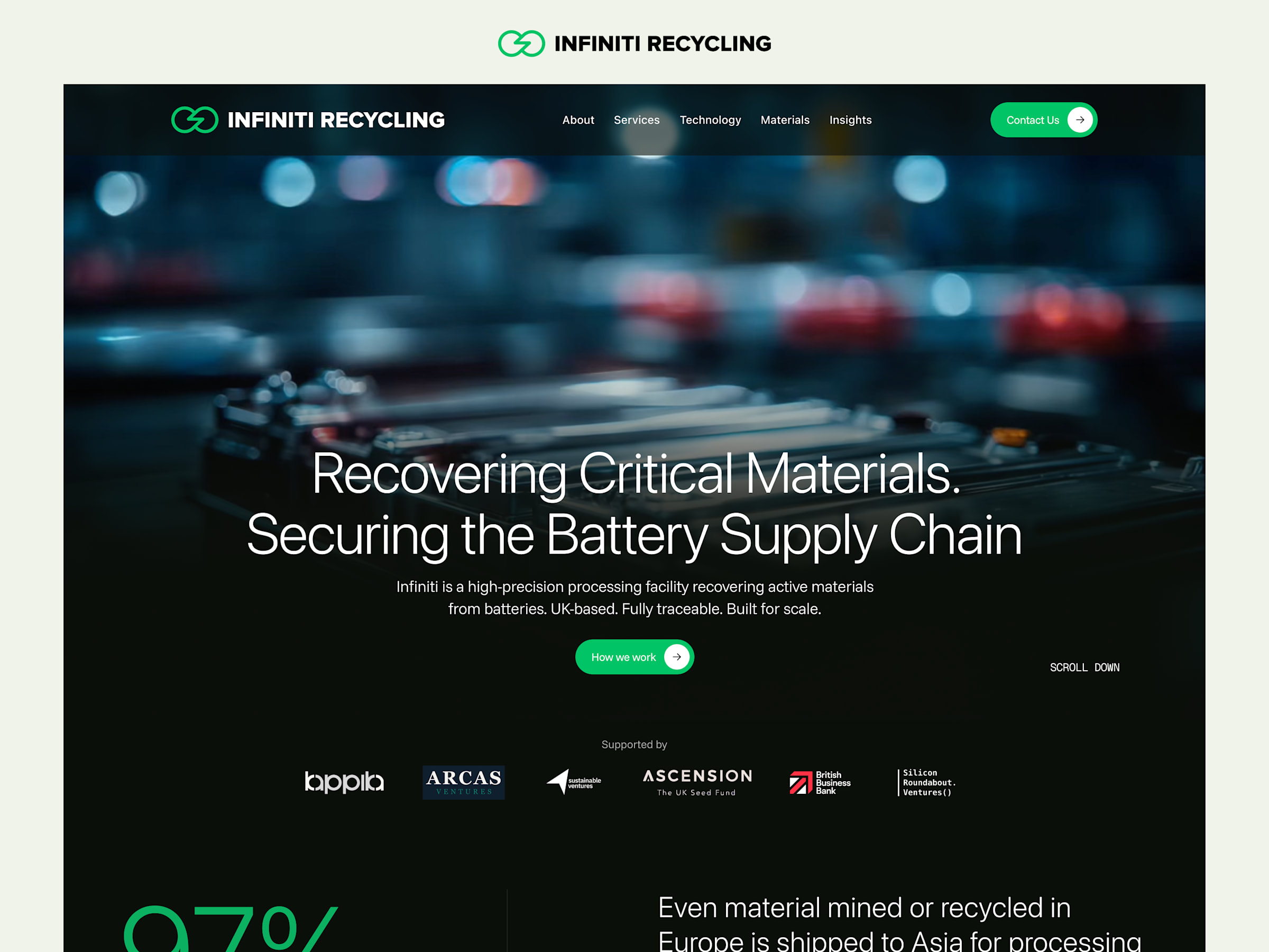 Infiniti Recycling Website Redesign cover