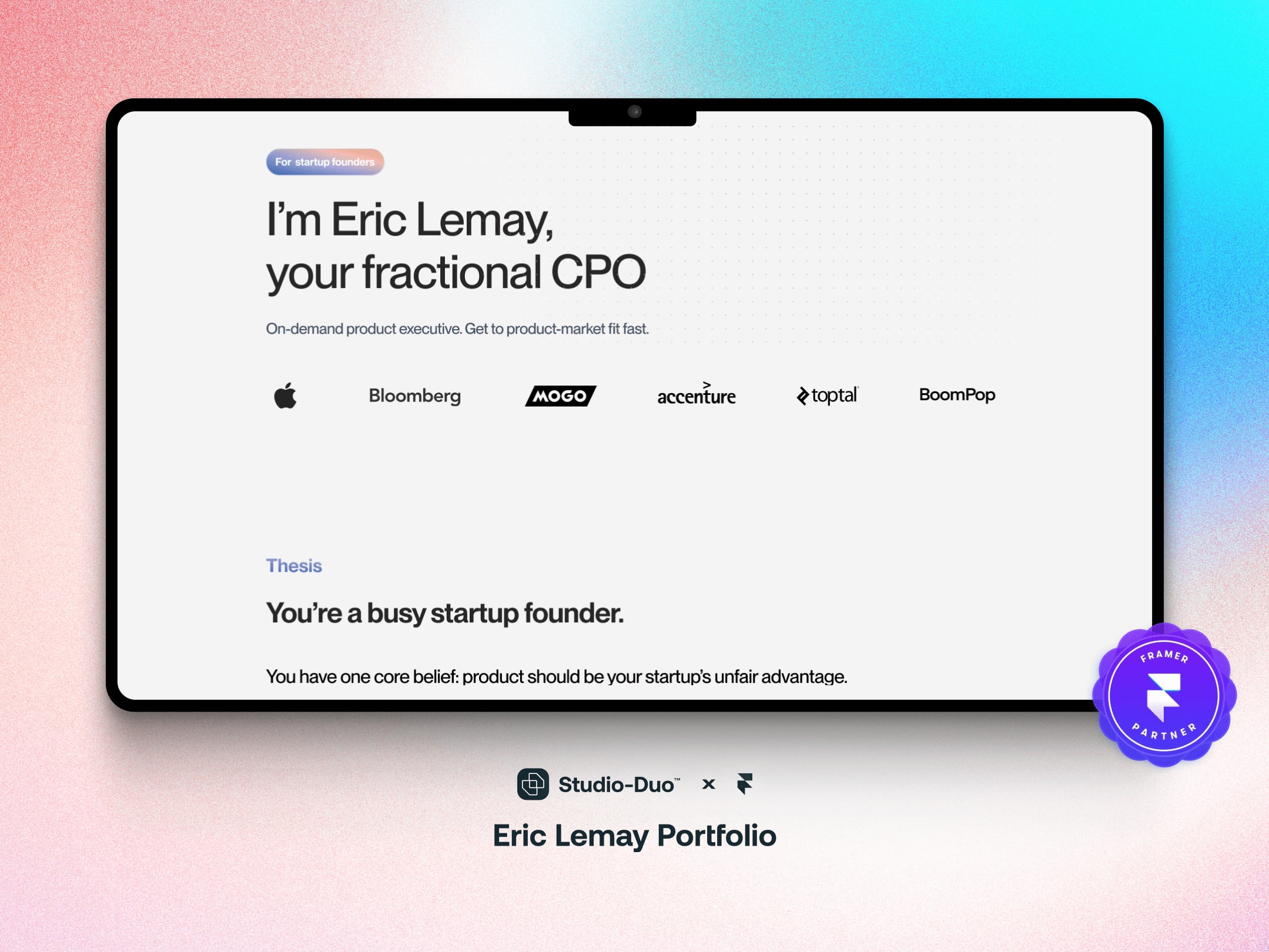 Eric Lemay Portfolio - Figma to Framer Development cover