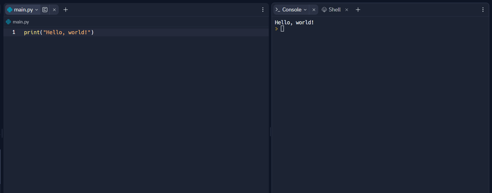 After placing the code on Replit, Chat GPT has created a simple Hello World script. 
