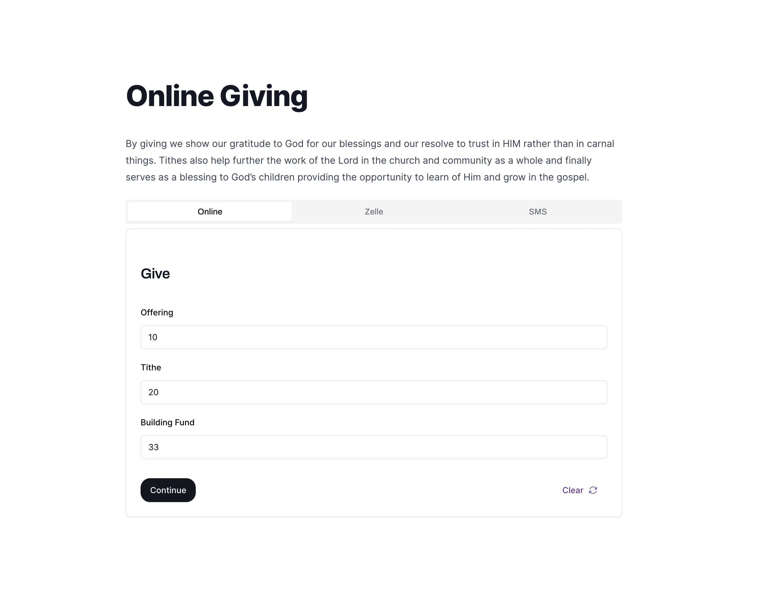 giving page