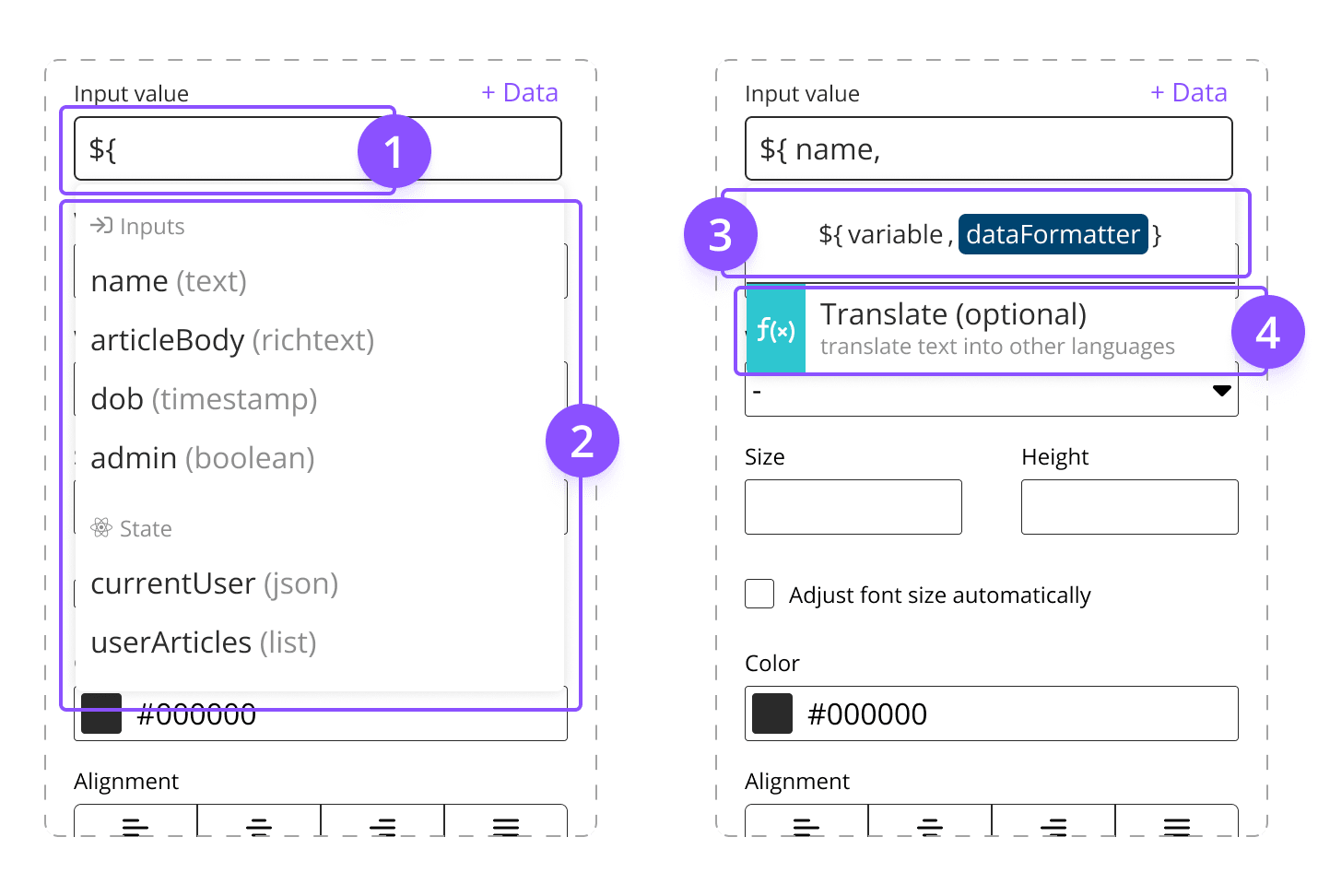 UI breakdown of syntax builder
