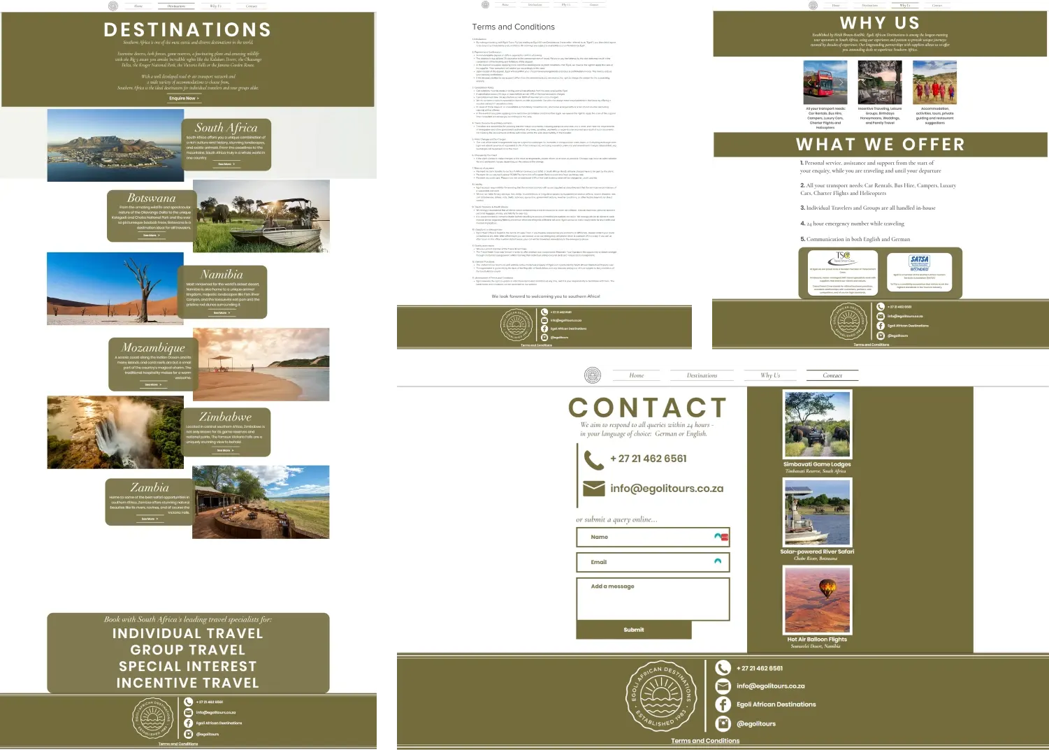 Egoli Tours Website Before