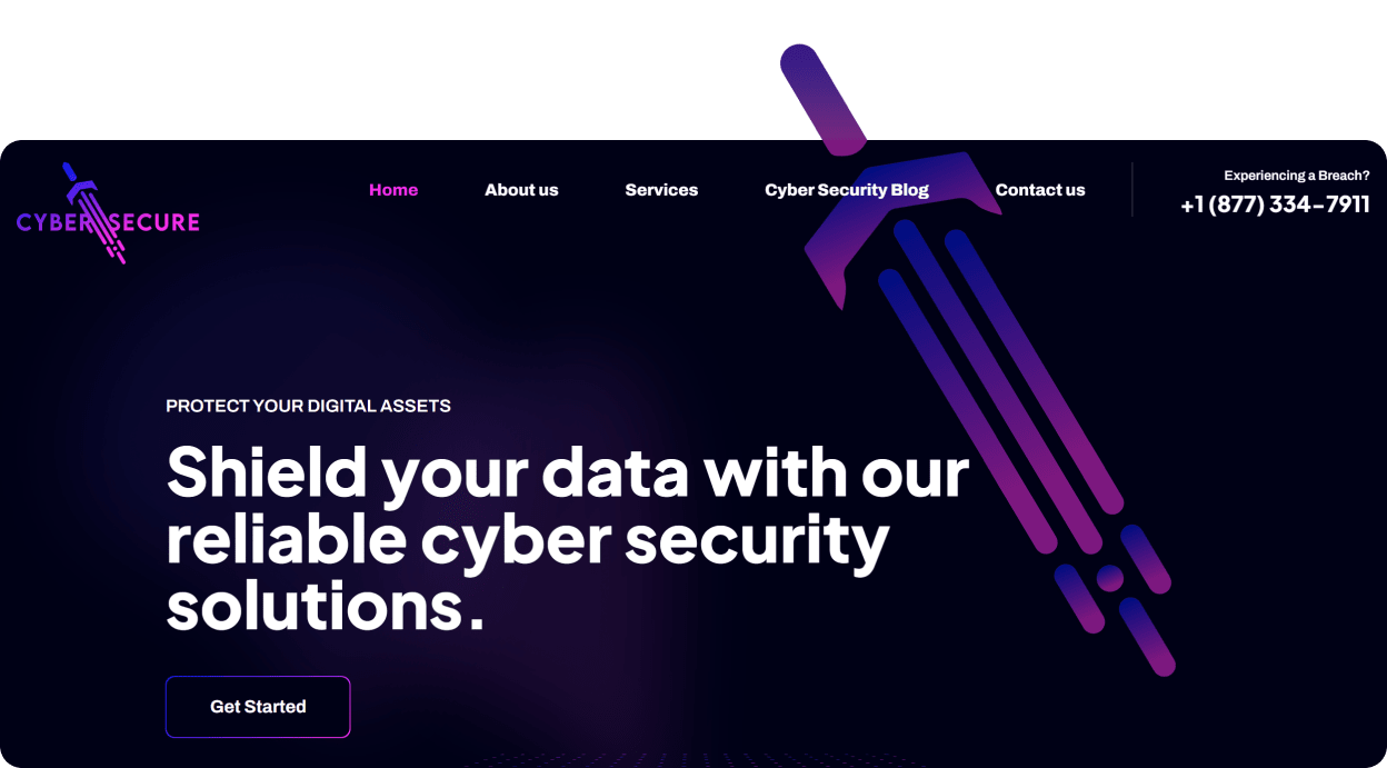 Hero section of the Home page
