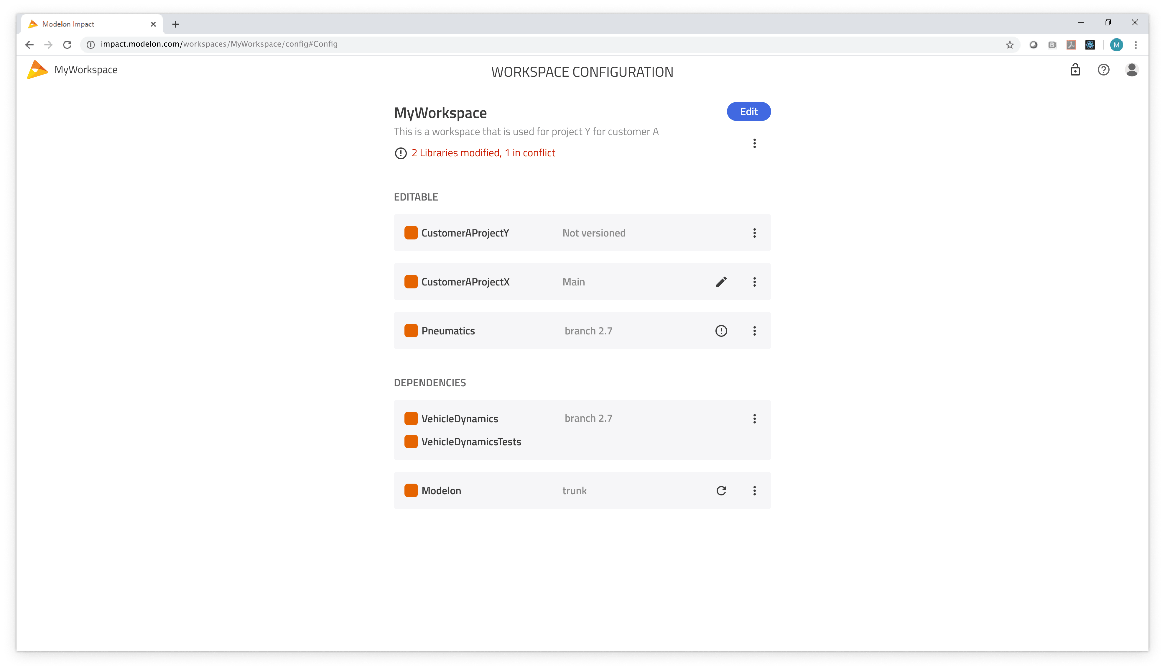 Overview page
