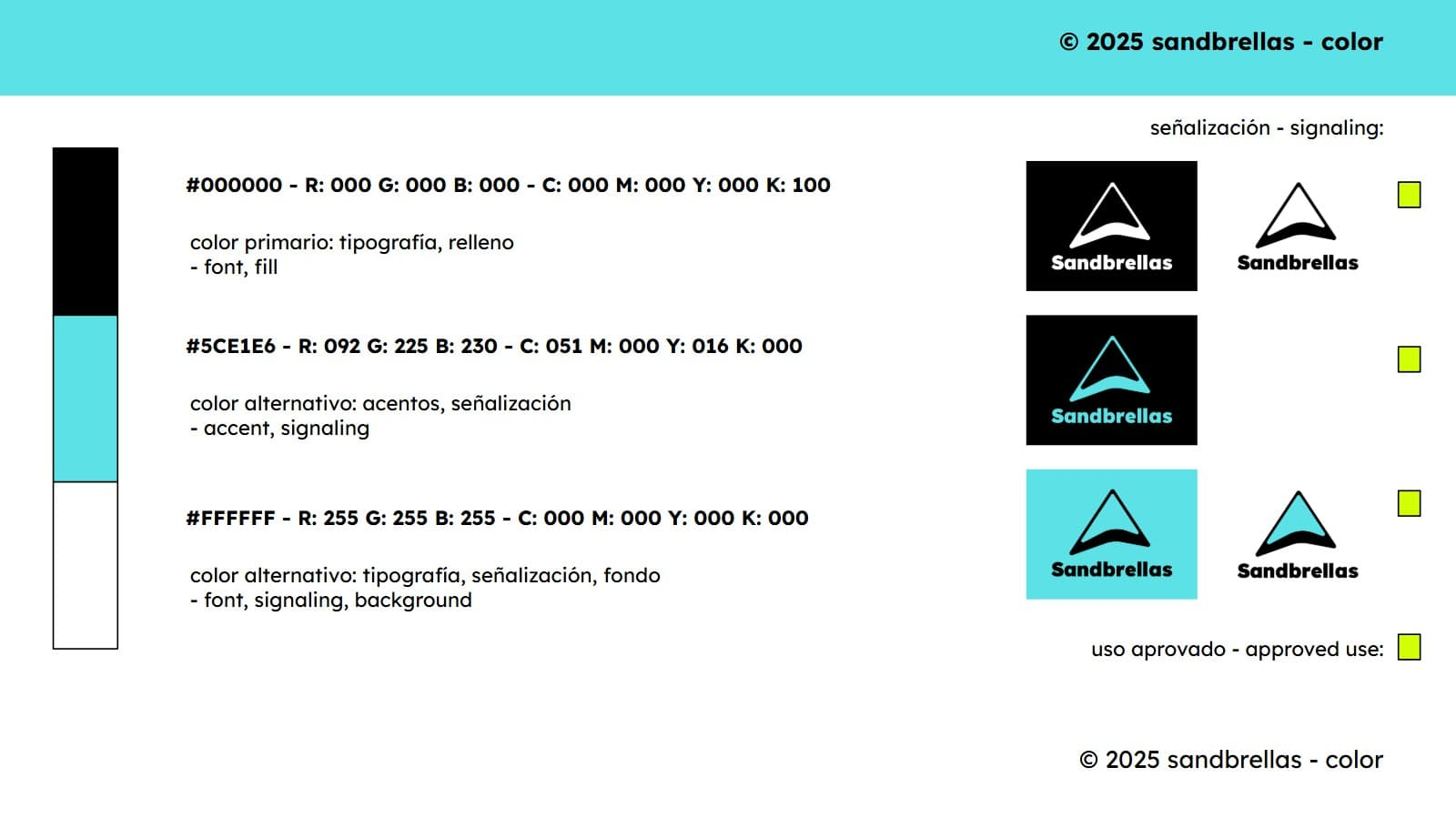 Sandbrellas logo study and redesign - © 2025 Sandbrellas - brand book by Roco Medina