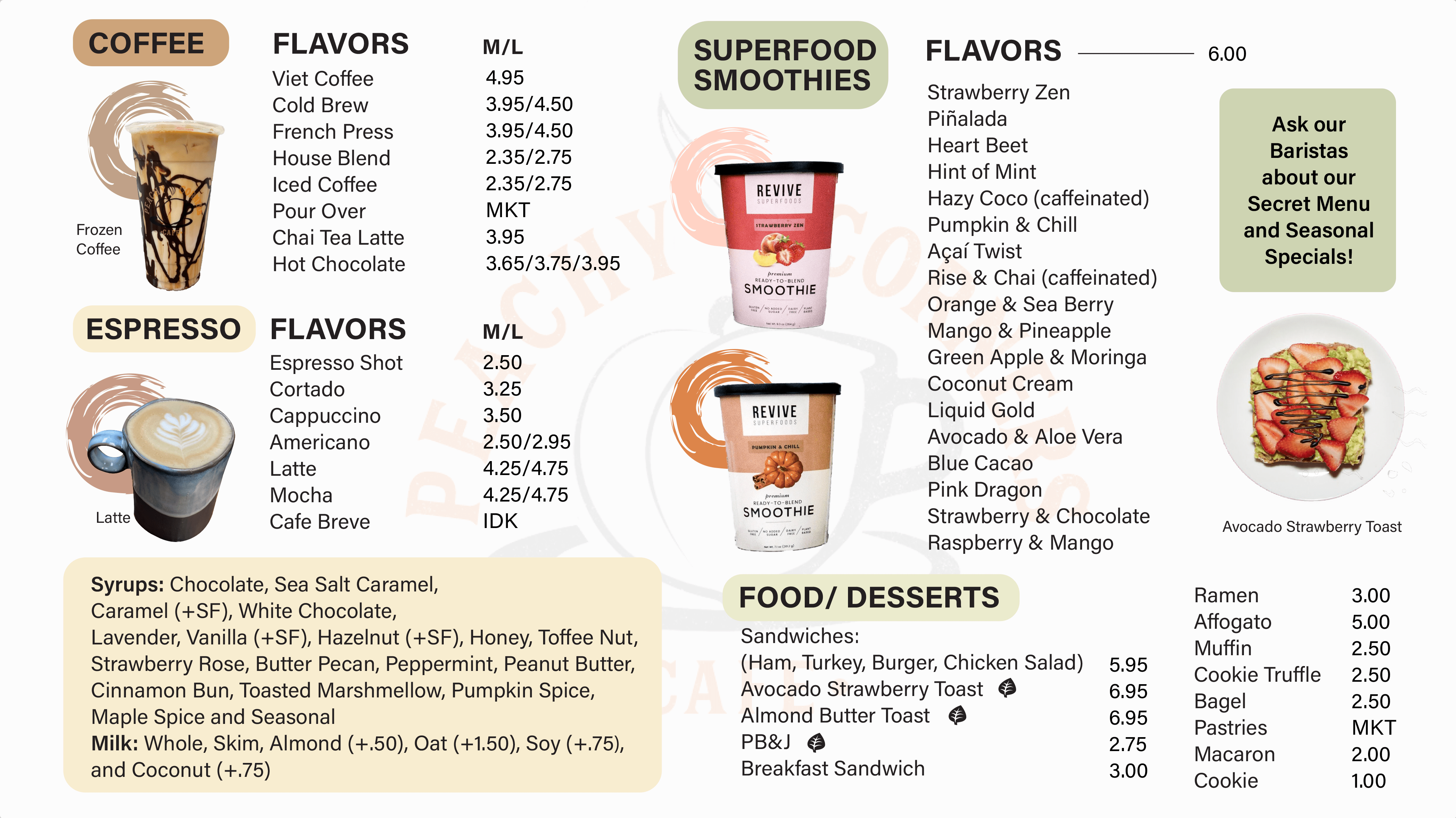 Peachy Corners Menu Two