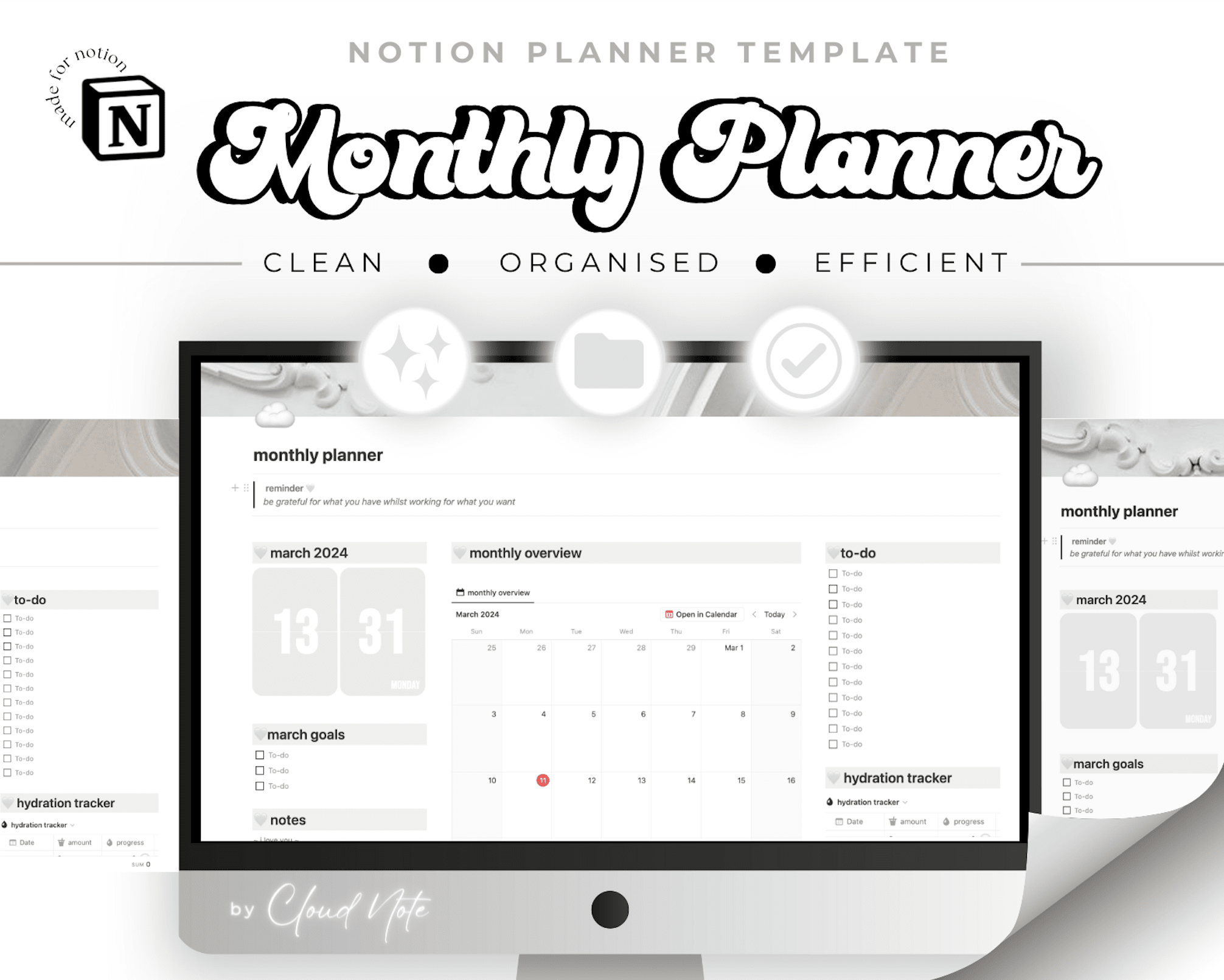 Notion Planner Template | Monthly Planner | Designed by Holly Lam-Moore for Cloud Note
