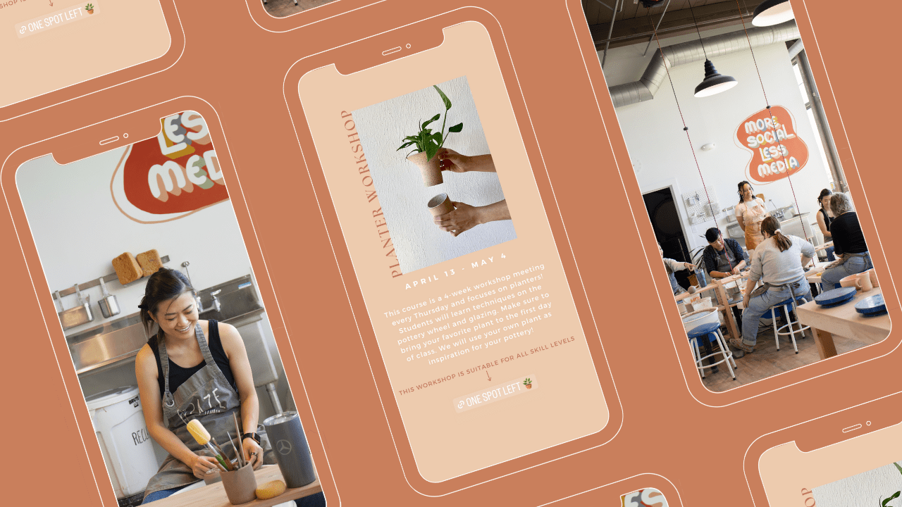 social media content creation for a Dallas ceramics studio