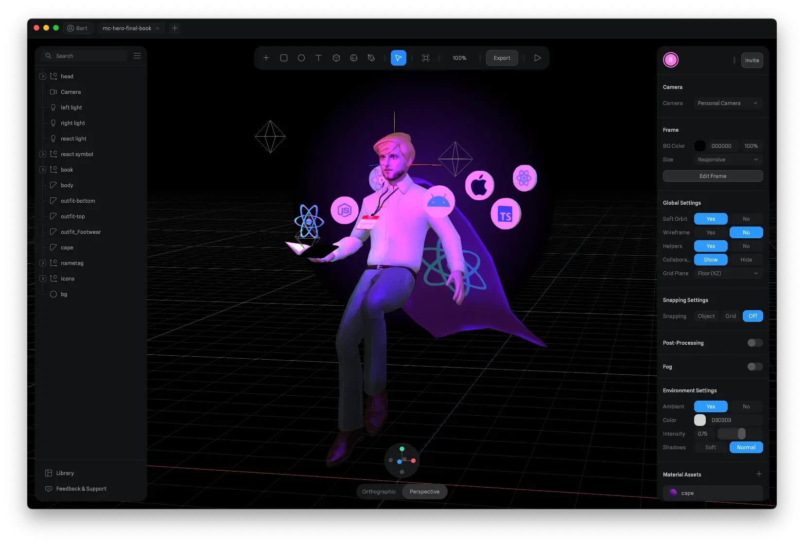 Preview of setup in Spline. This was my first-ever Spline-native project.