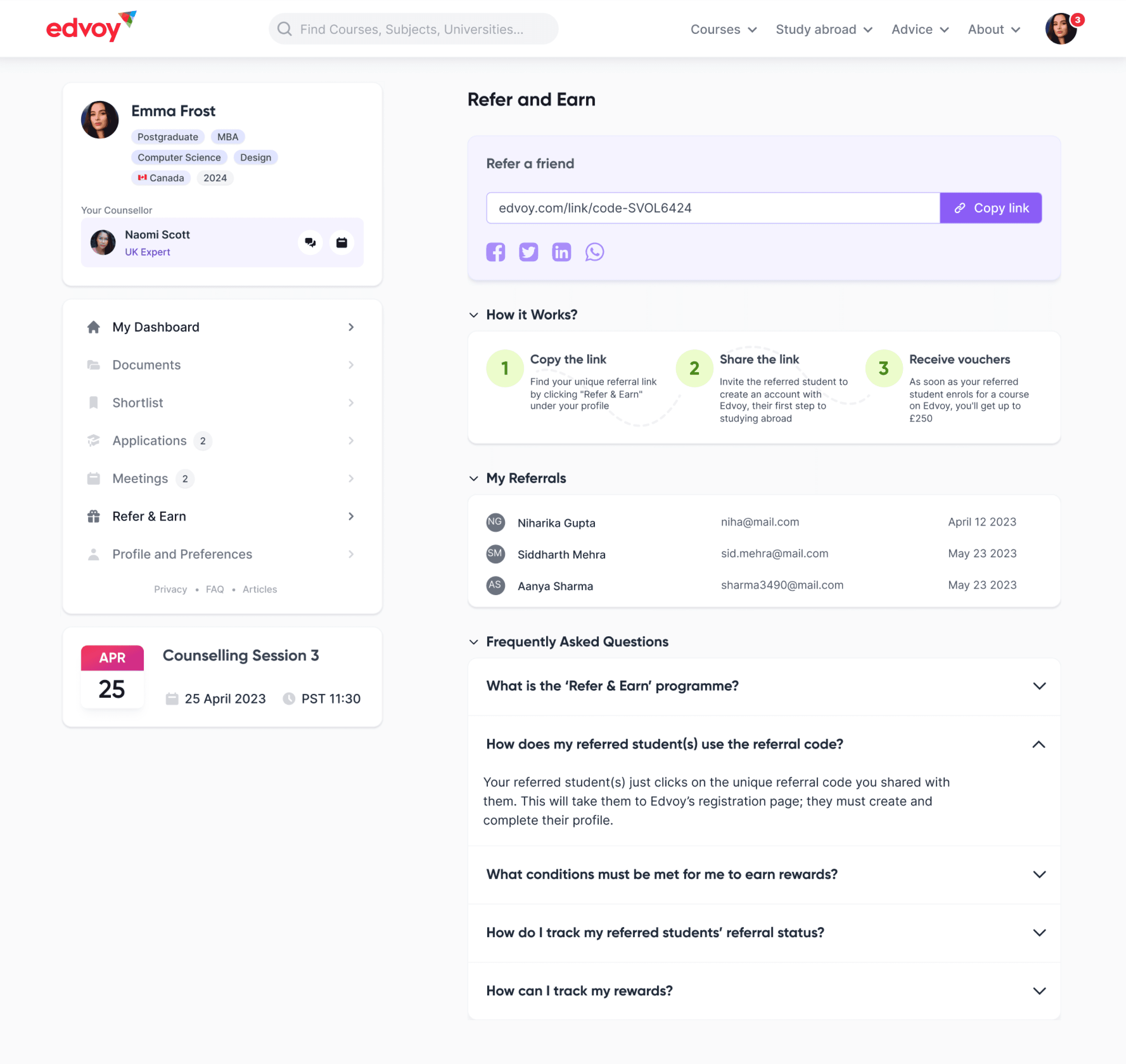 New referral UI