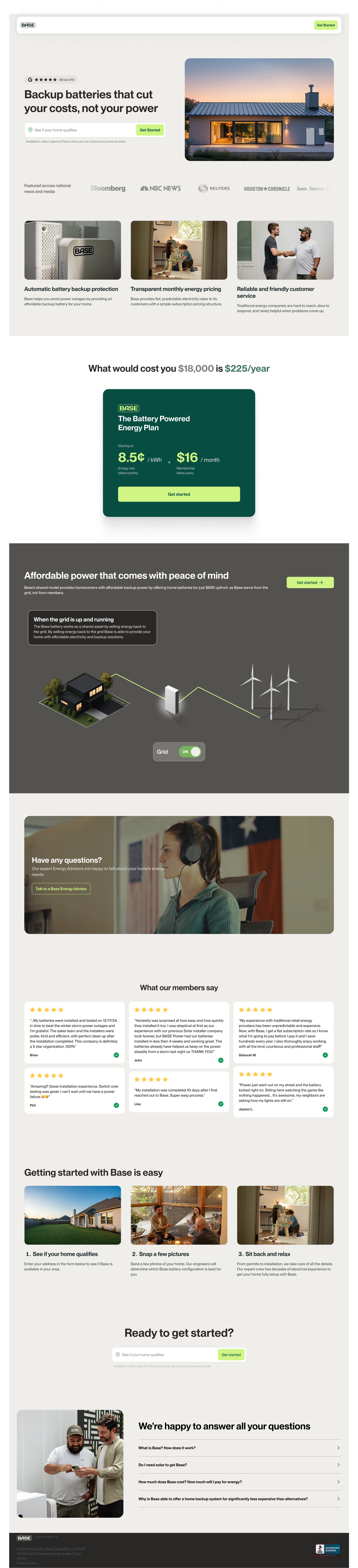 Base Power Conversion Optimized Landing Page