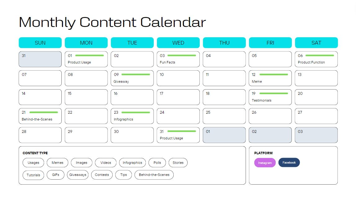 Monthly Content Calander