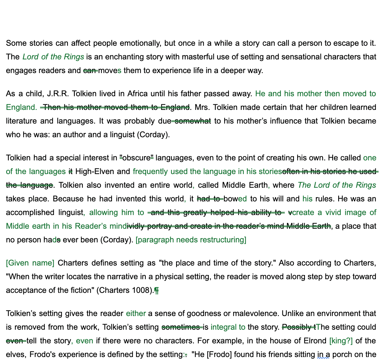 Preliminary edit in Google Docs