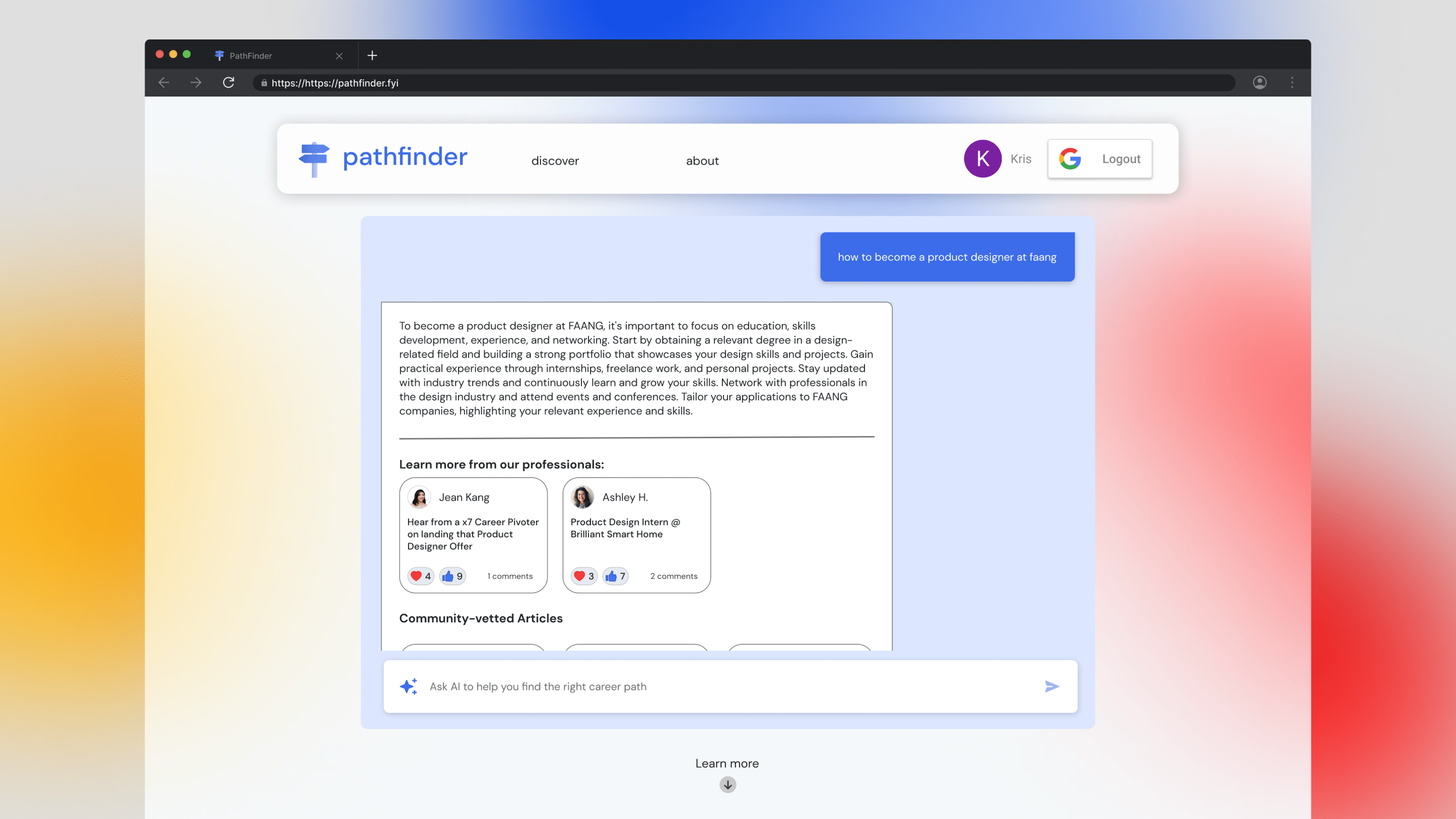 Generative AI chat feature
