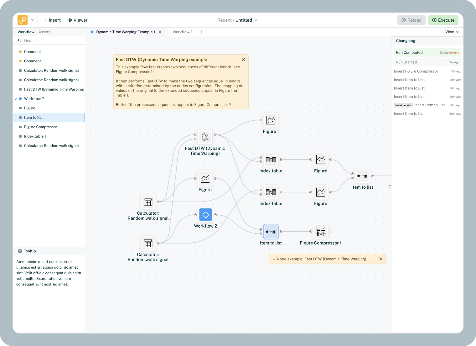 UI of a built workflow