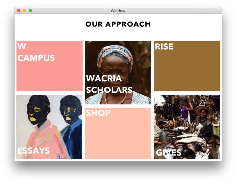 Visual Menu - a section on the home page