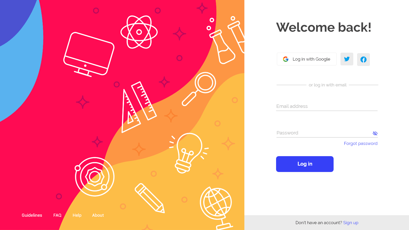 Log in page