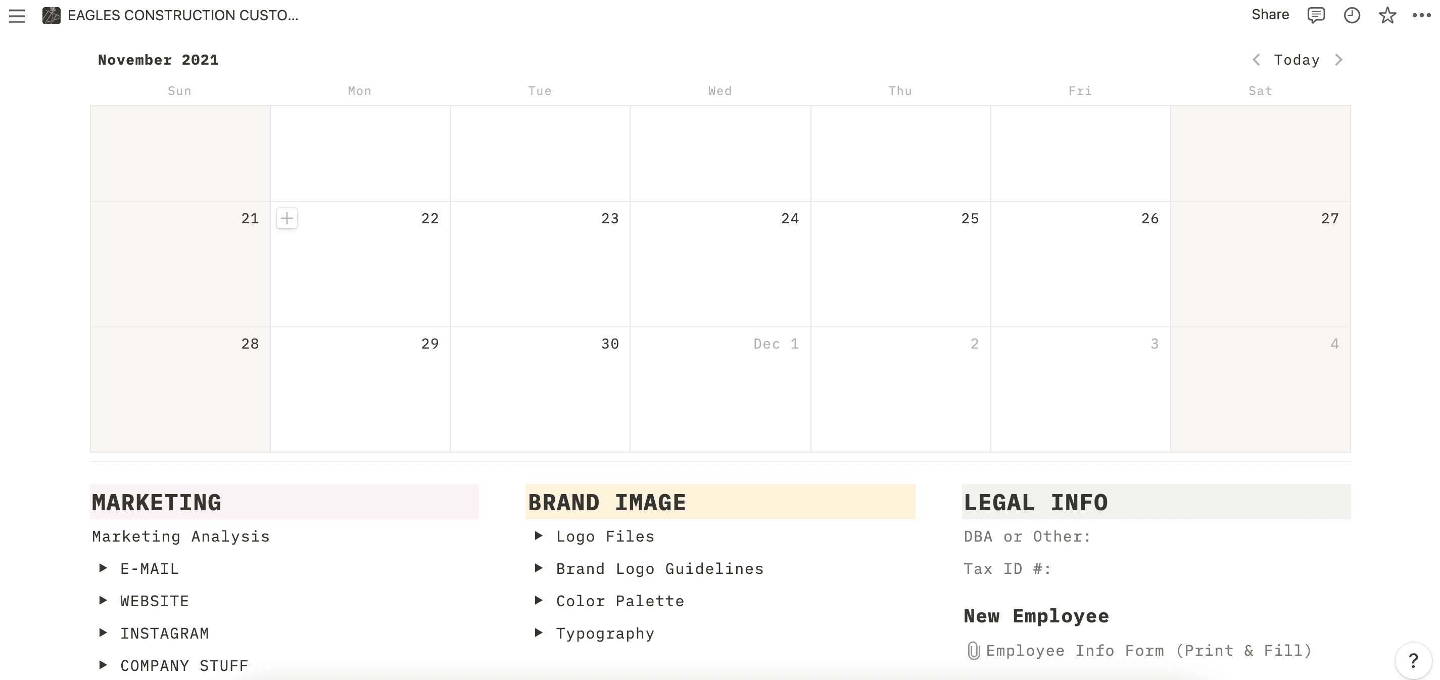 Notion Dashboard Con't.