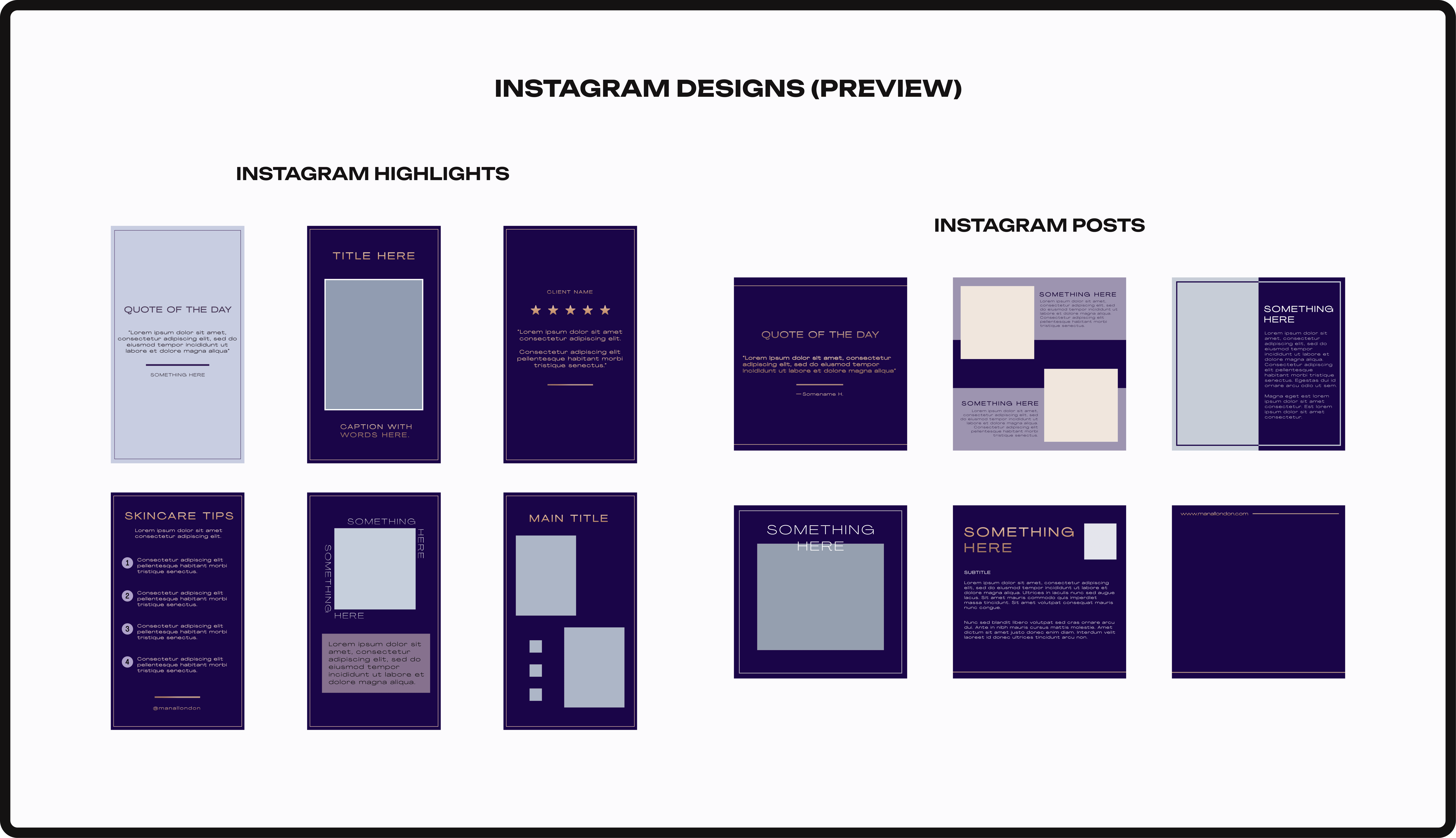 Preview of Instagram story and highlight template designs.