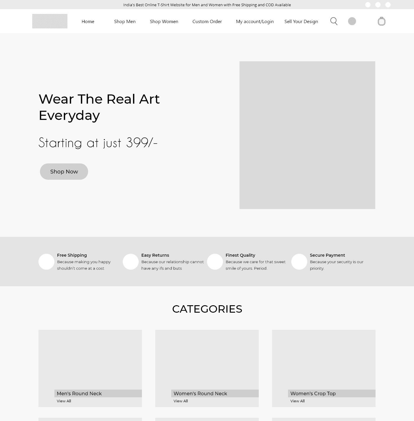 Wireframe of Home Page
