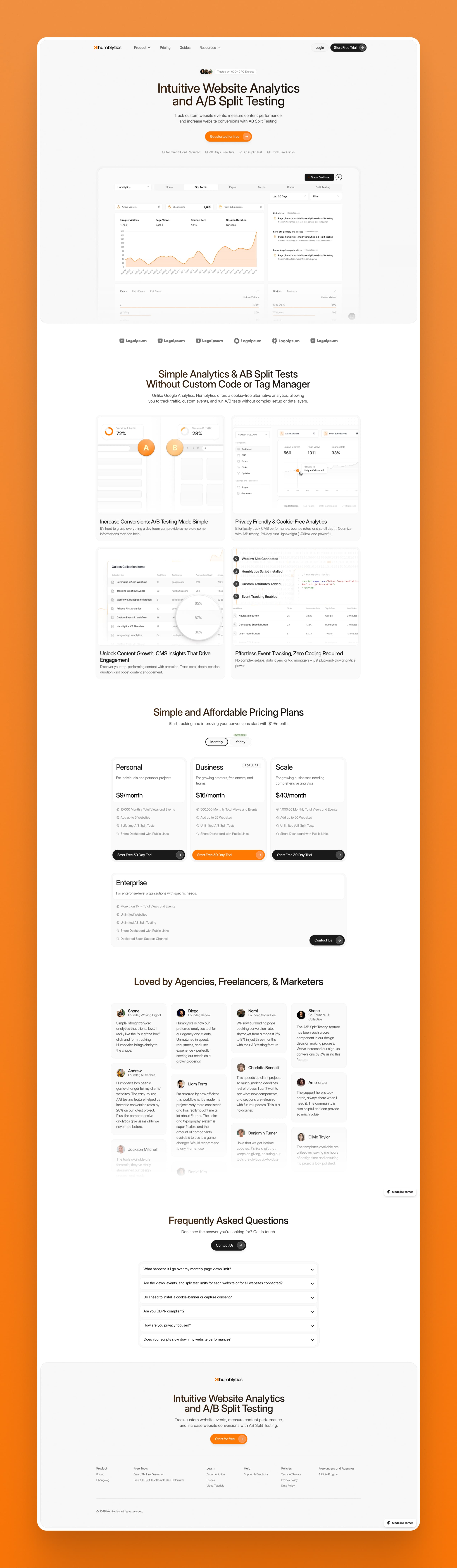 Humblytics Home page
