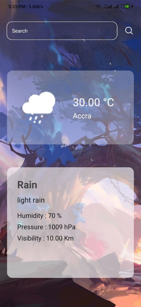 Screenshot of Weather App