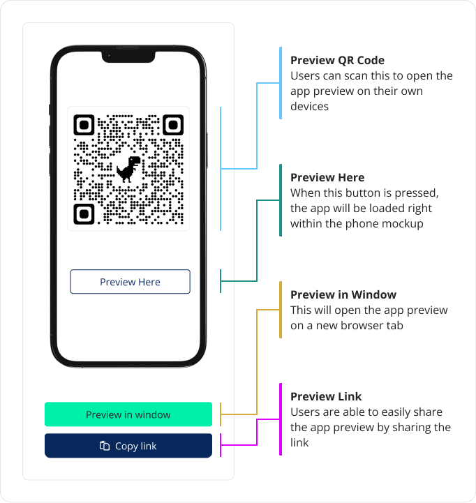 App Preview on the app dashboard