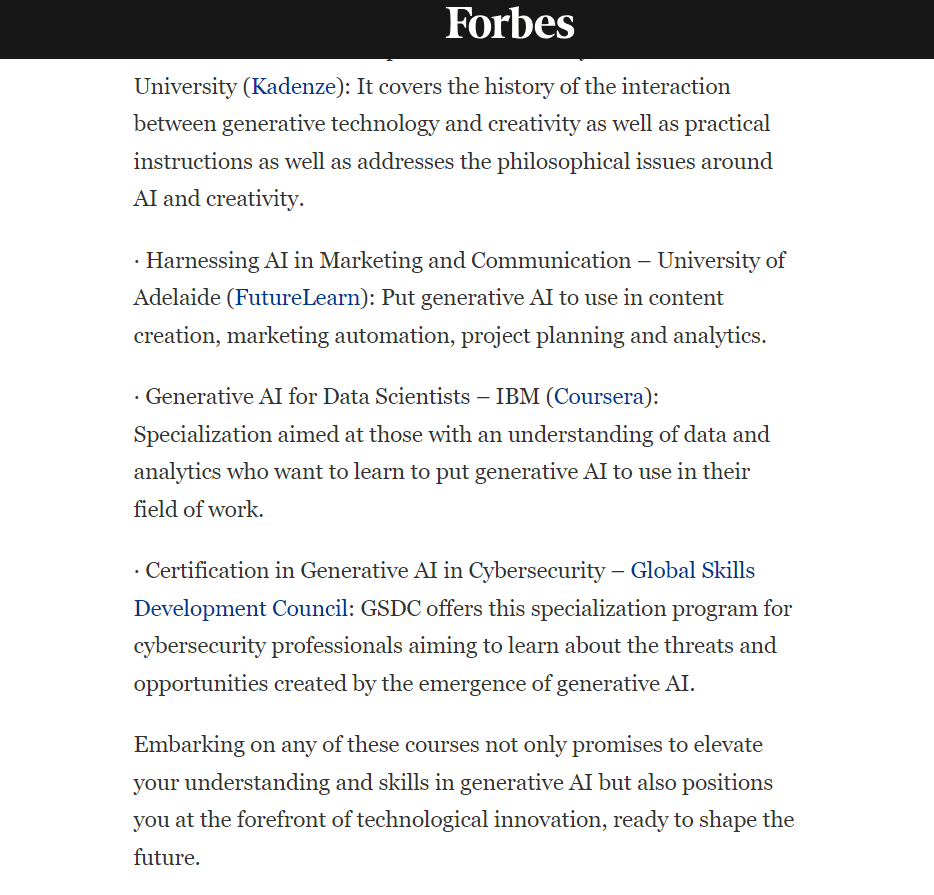 Mentioned in Forbes