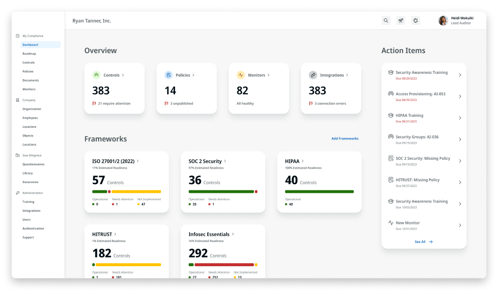 Thoropass today with redesigned navigation, IA, calls-to-action, etc.