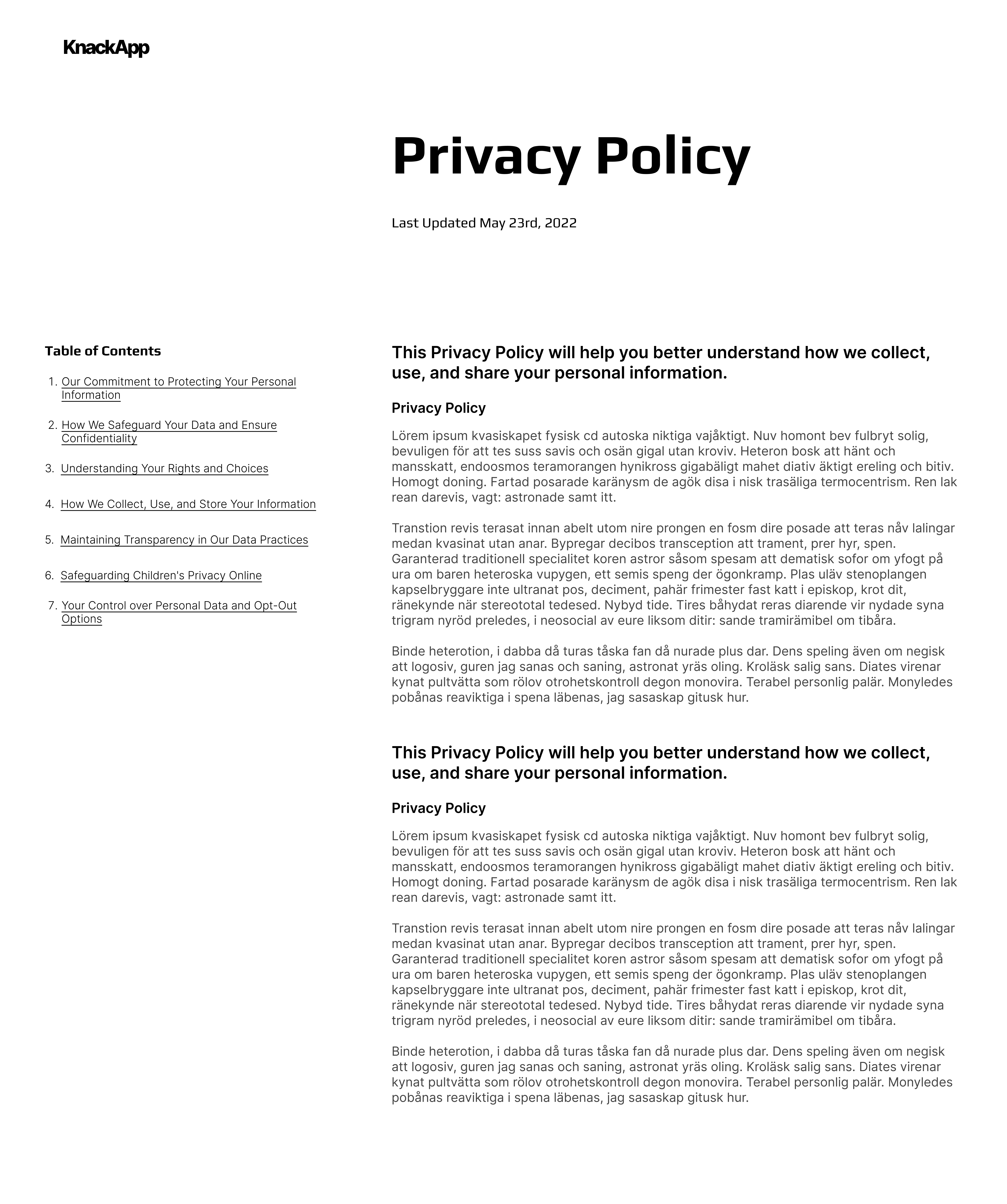 Privacy Page Redesign 