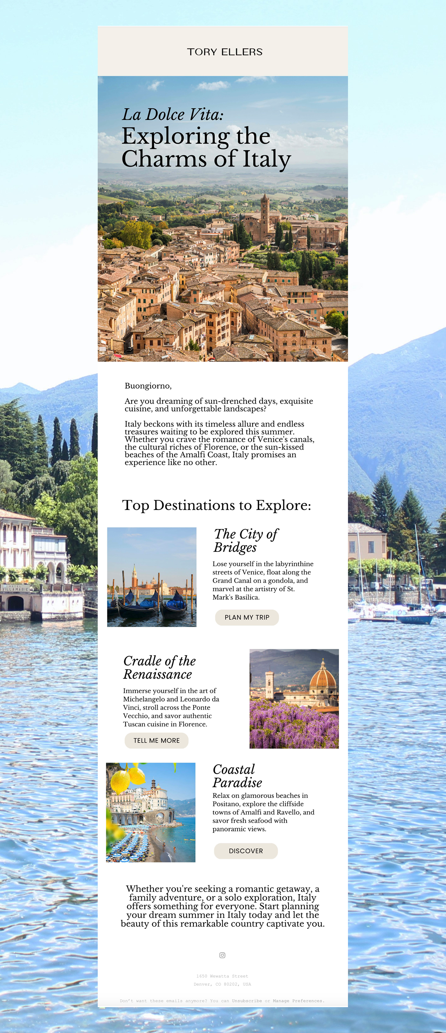 EMAIL MARKETING FOR TORY ELLERS