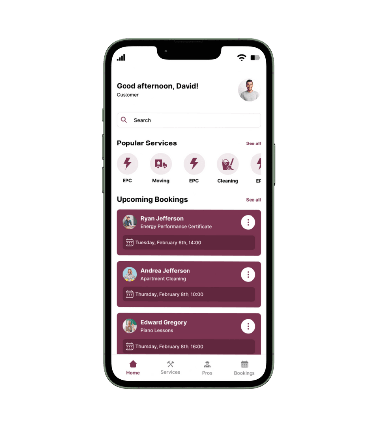 The Home Screen on the App