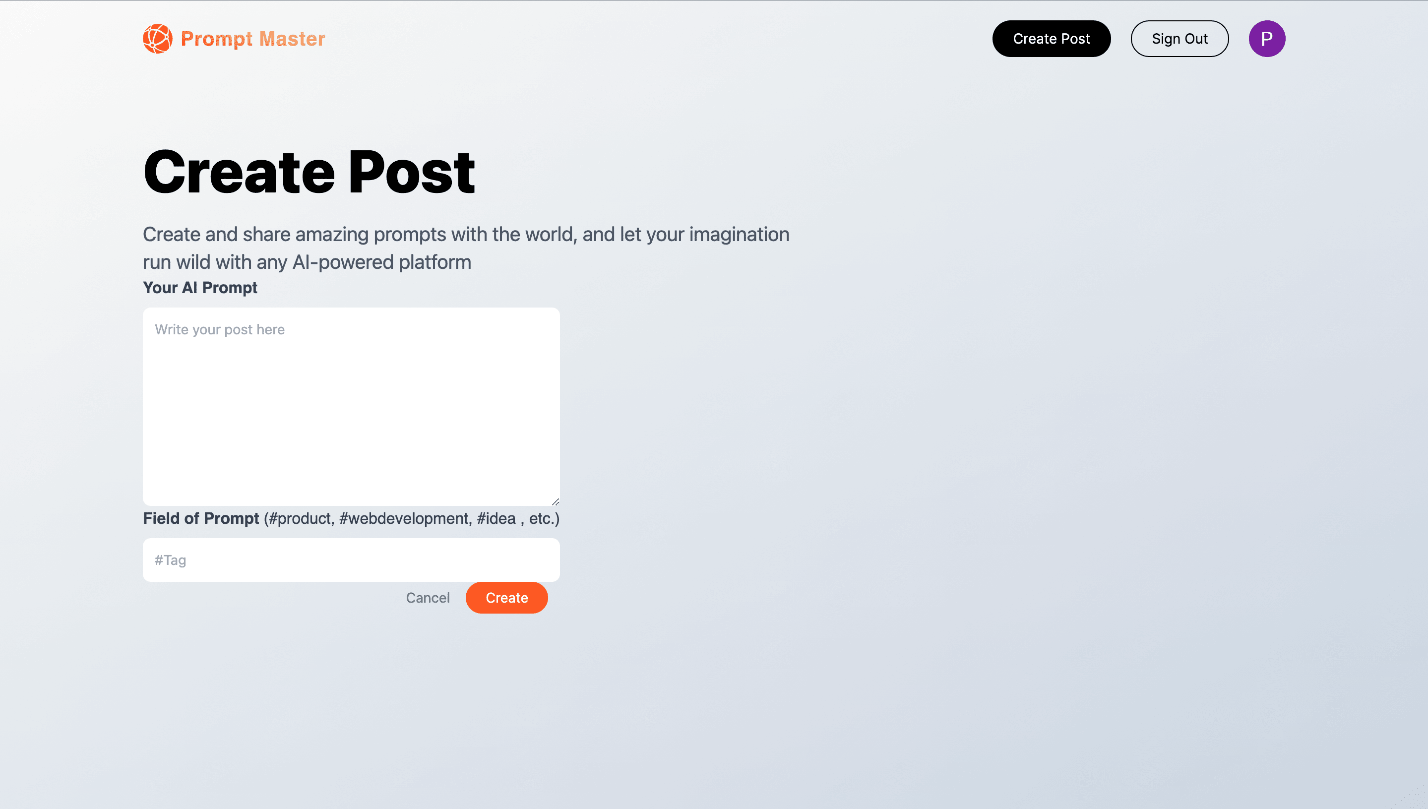 Create New Prompt Page
