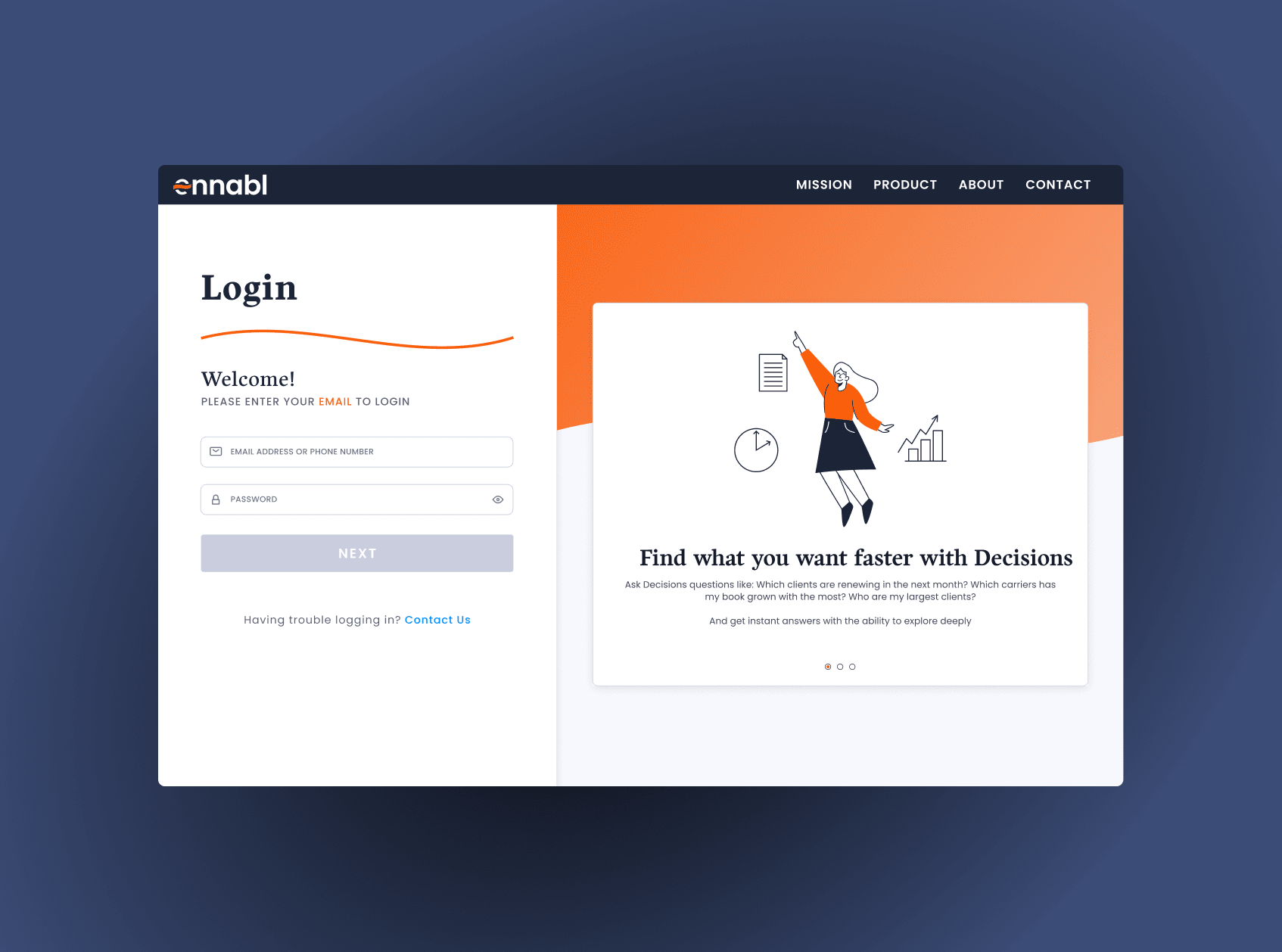 Ennabl login screen