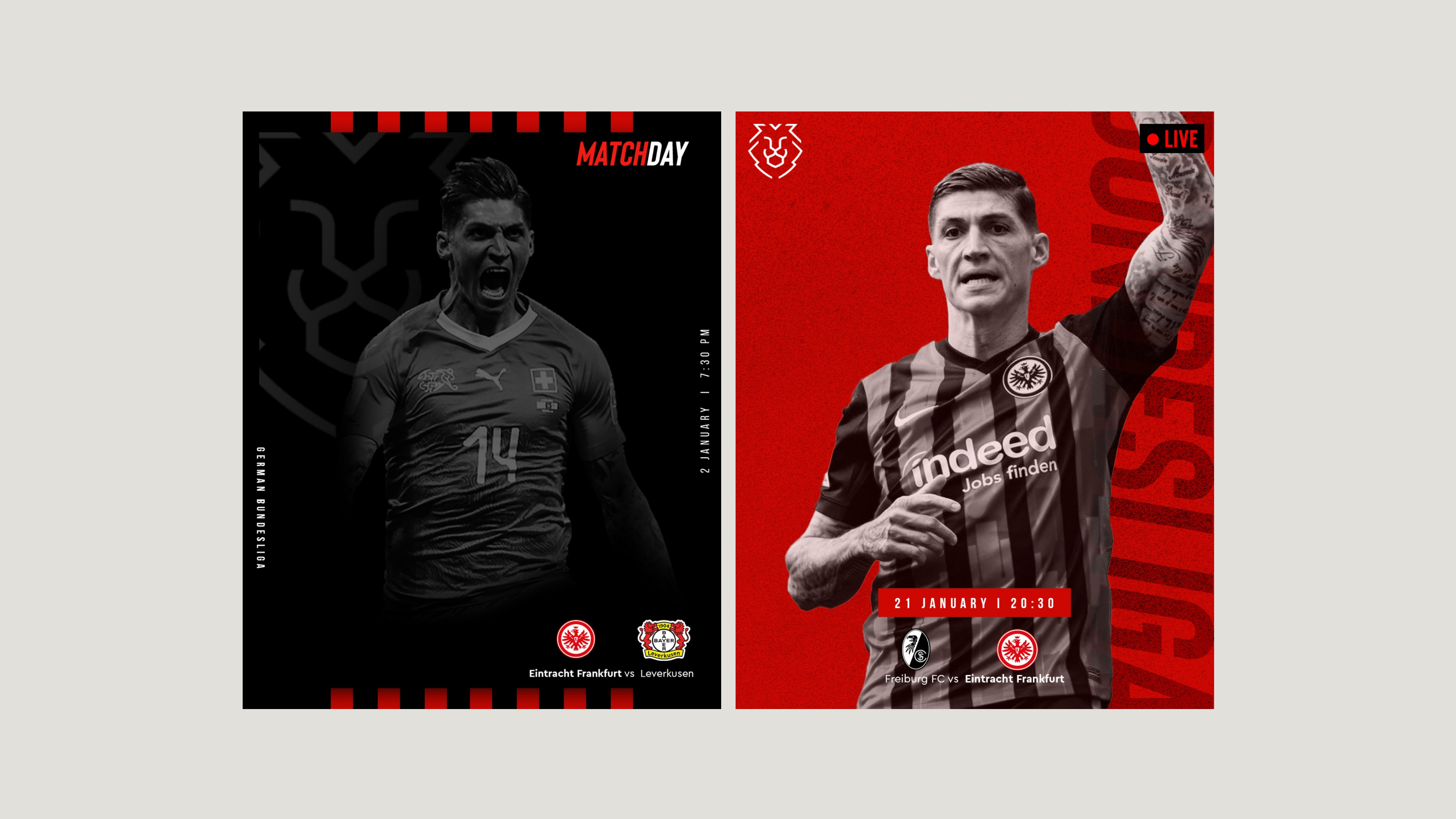 Internation campaigns and personal branding for footballers. Our work has been featured in publications, on their social media profiles and other mediums.