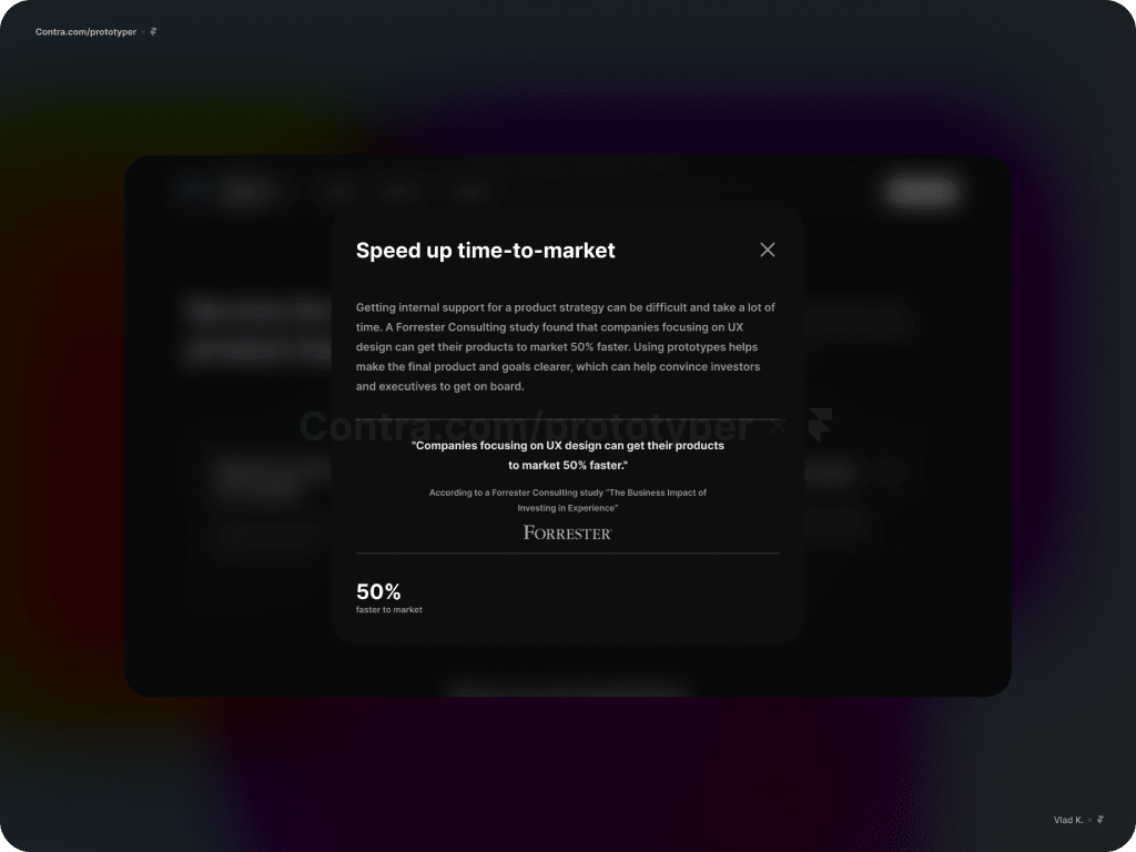 Fixed overlay in action. Contains secondary information about an item.