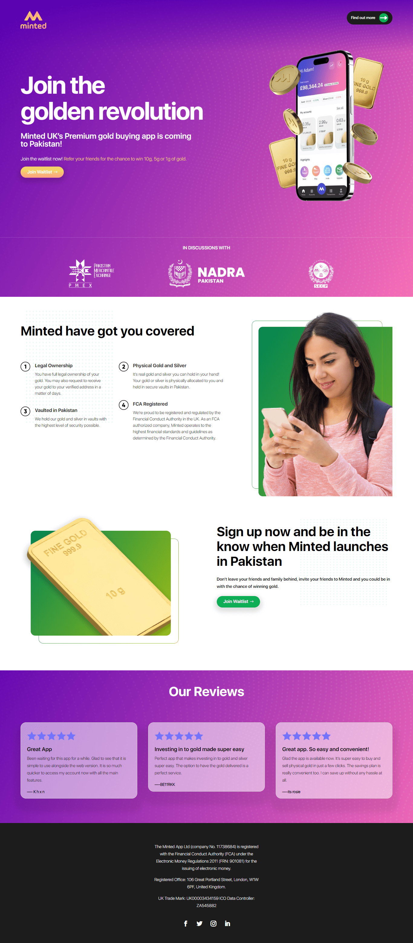 The Minted Landing Page