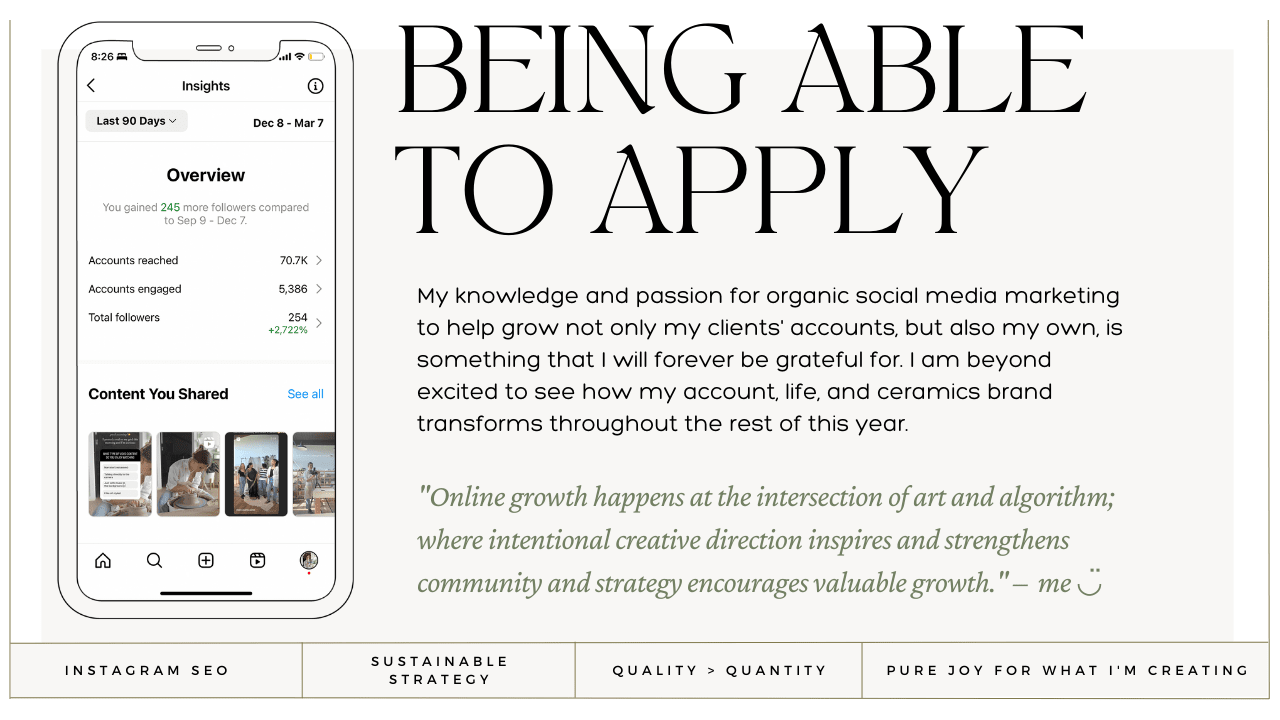 Instagram account insights | 70.7K + accounts reached | 5K + accounts engaged | 250 + new followers