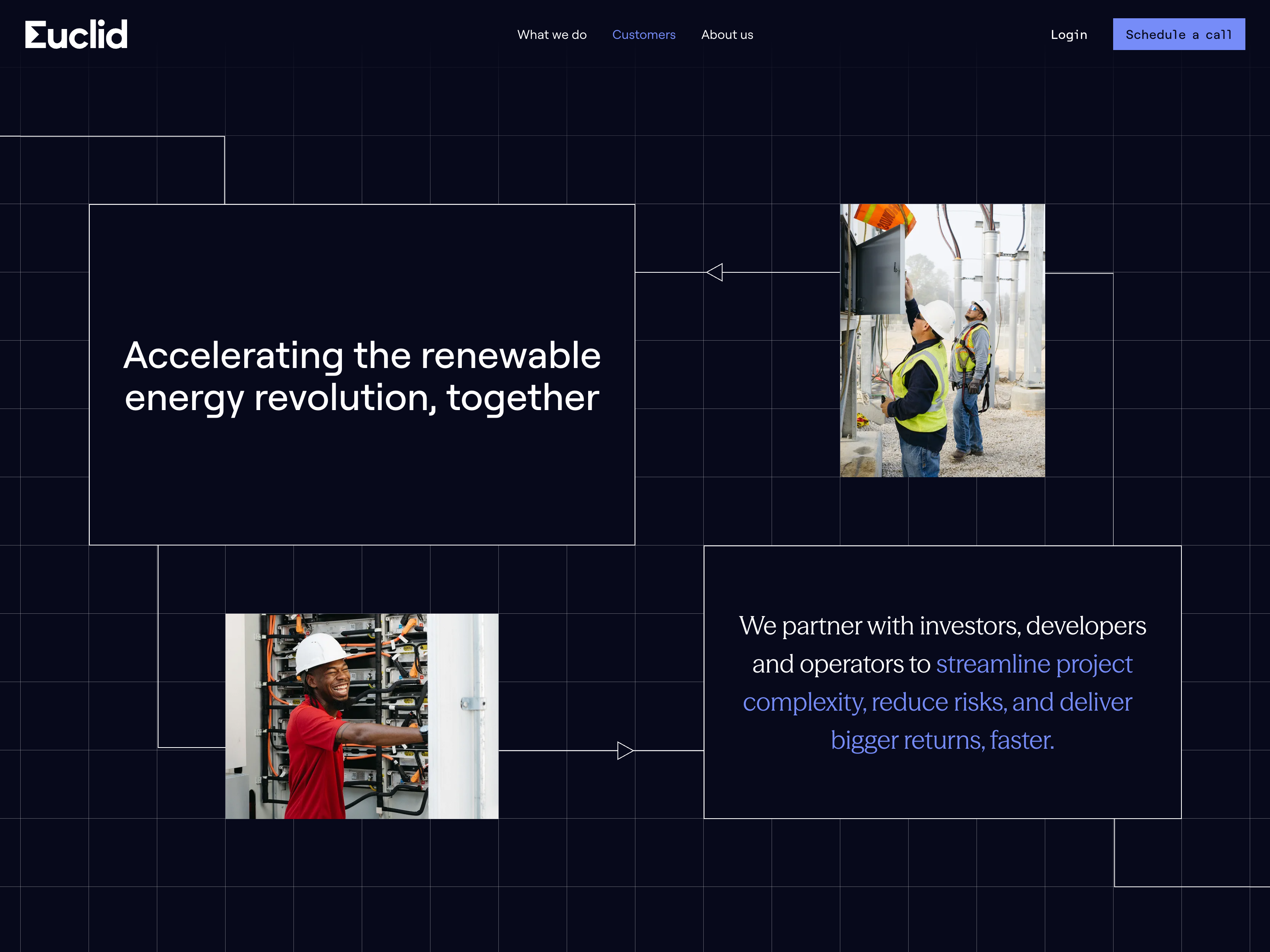Customers page hero section layout