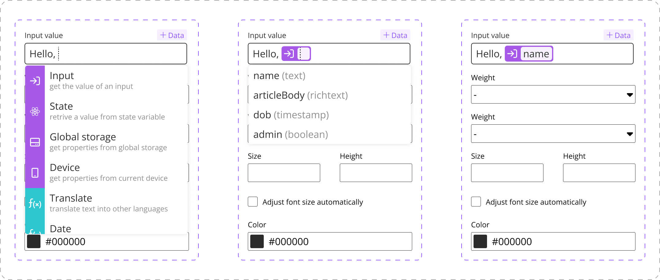 Accessing input variables