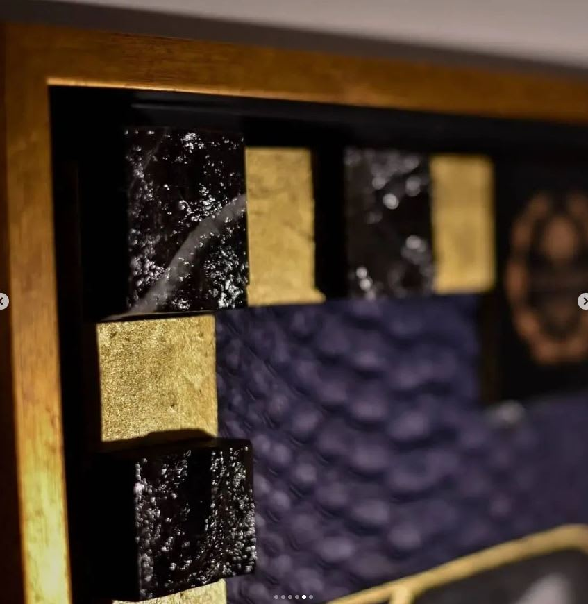 Close up to the Marble and the Gold Pieces