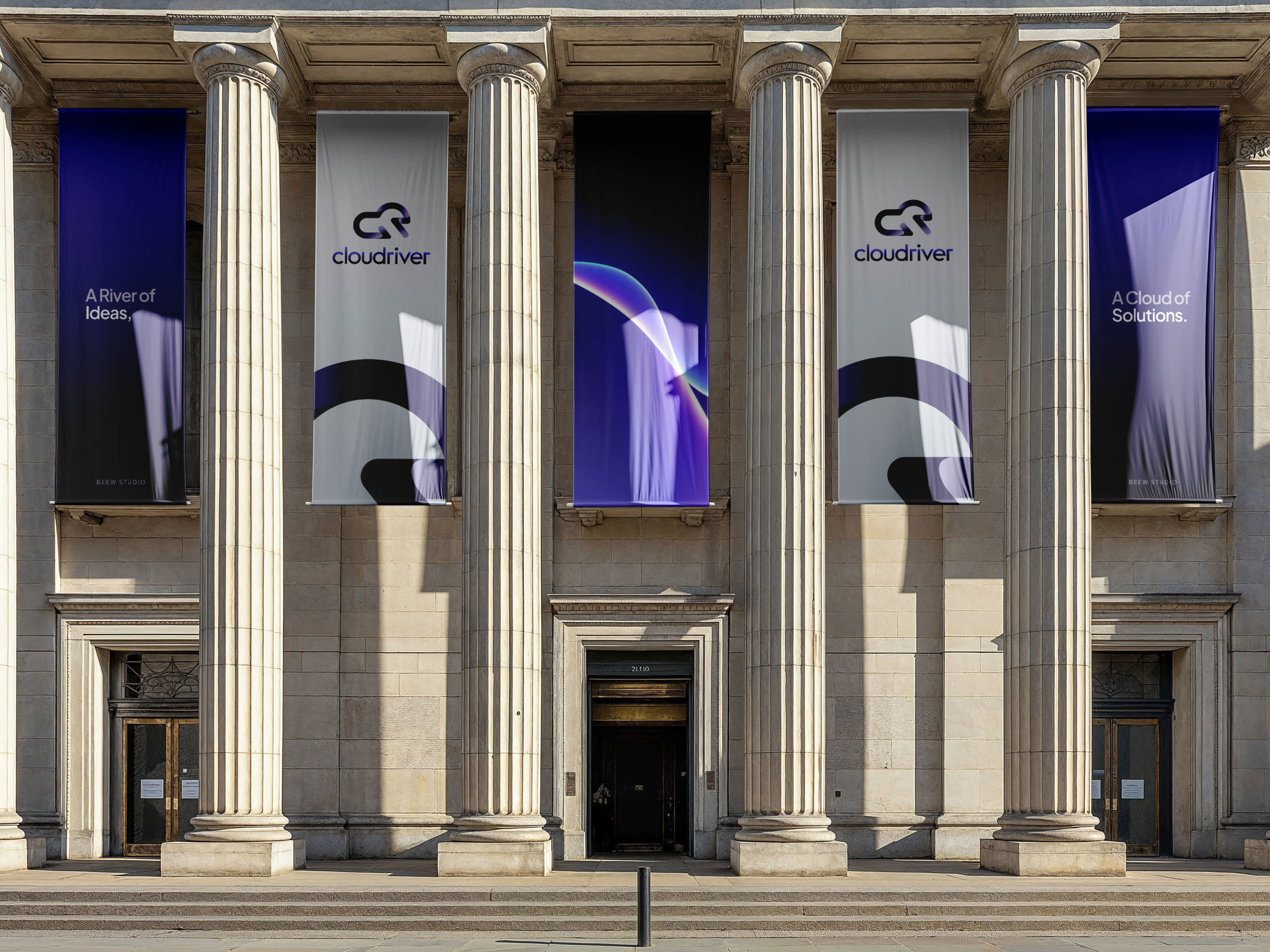 Flag Mockup for Cloudriver Logo Design