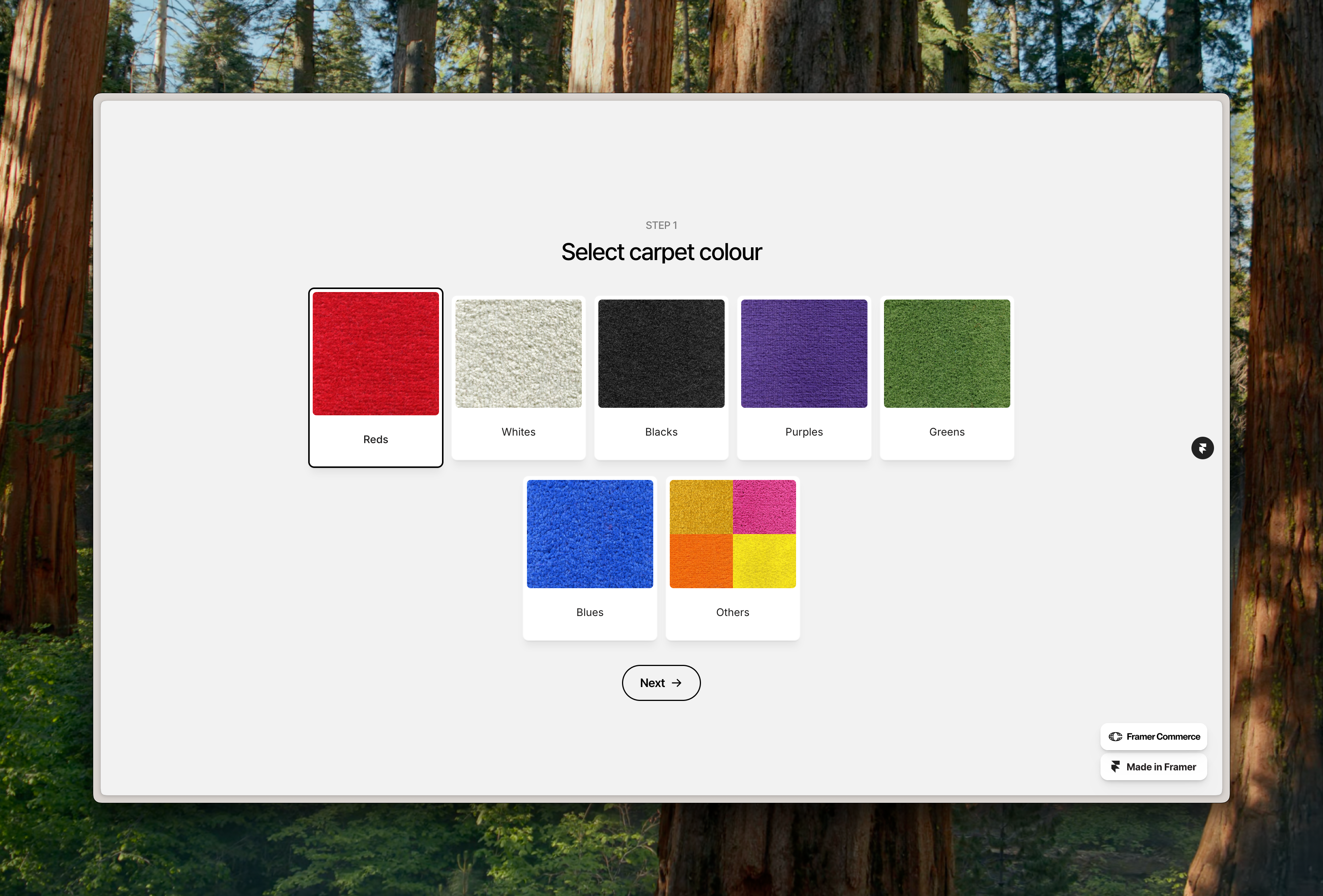 Step 1 - Select Carpet Colour