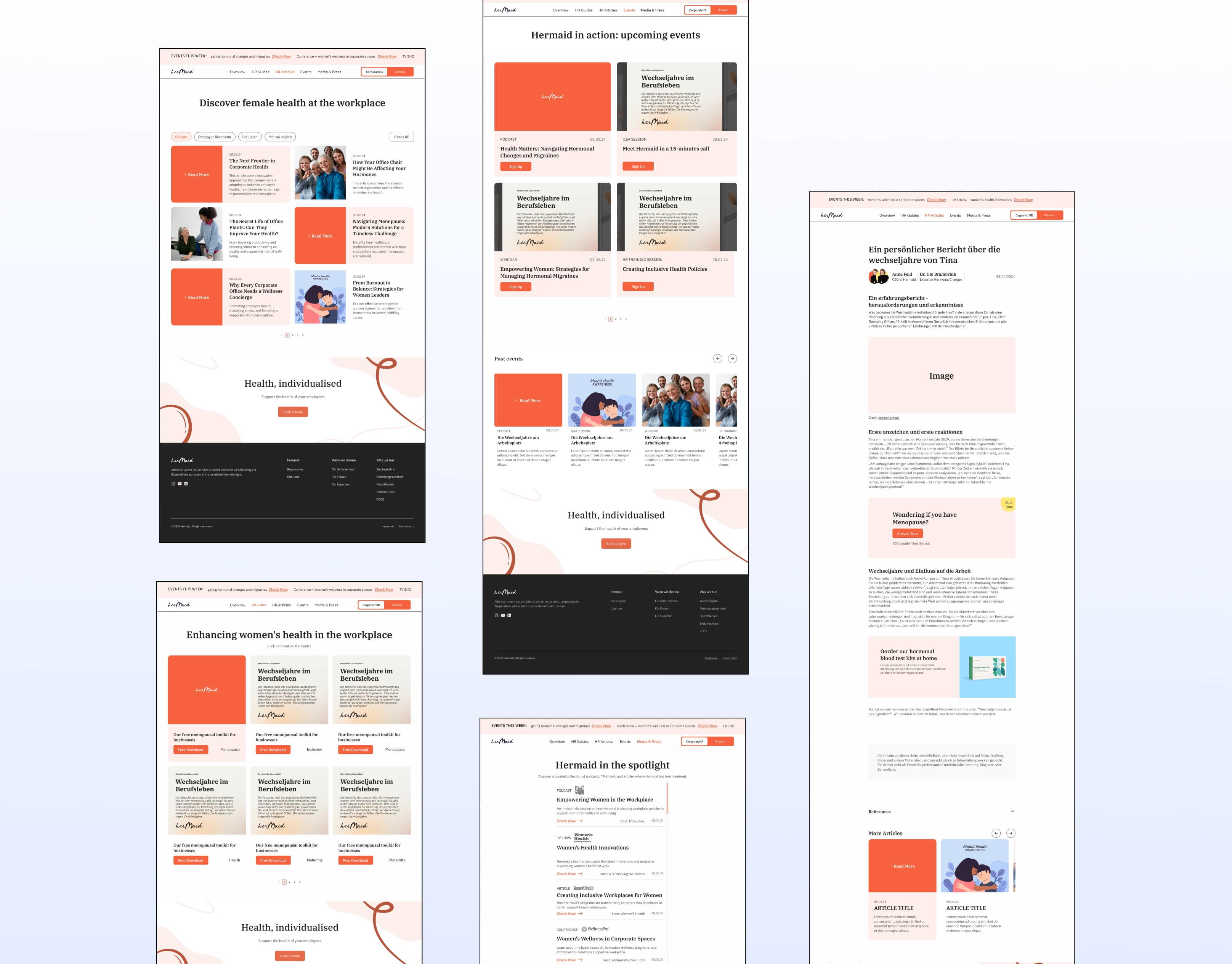 Screen examples for the HR/Corporate side of the Resources page