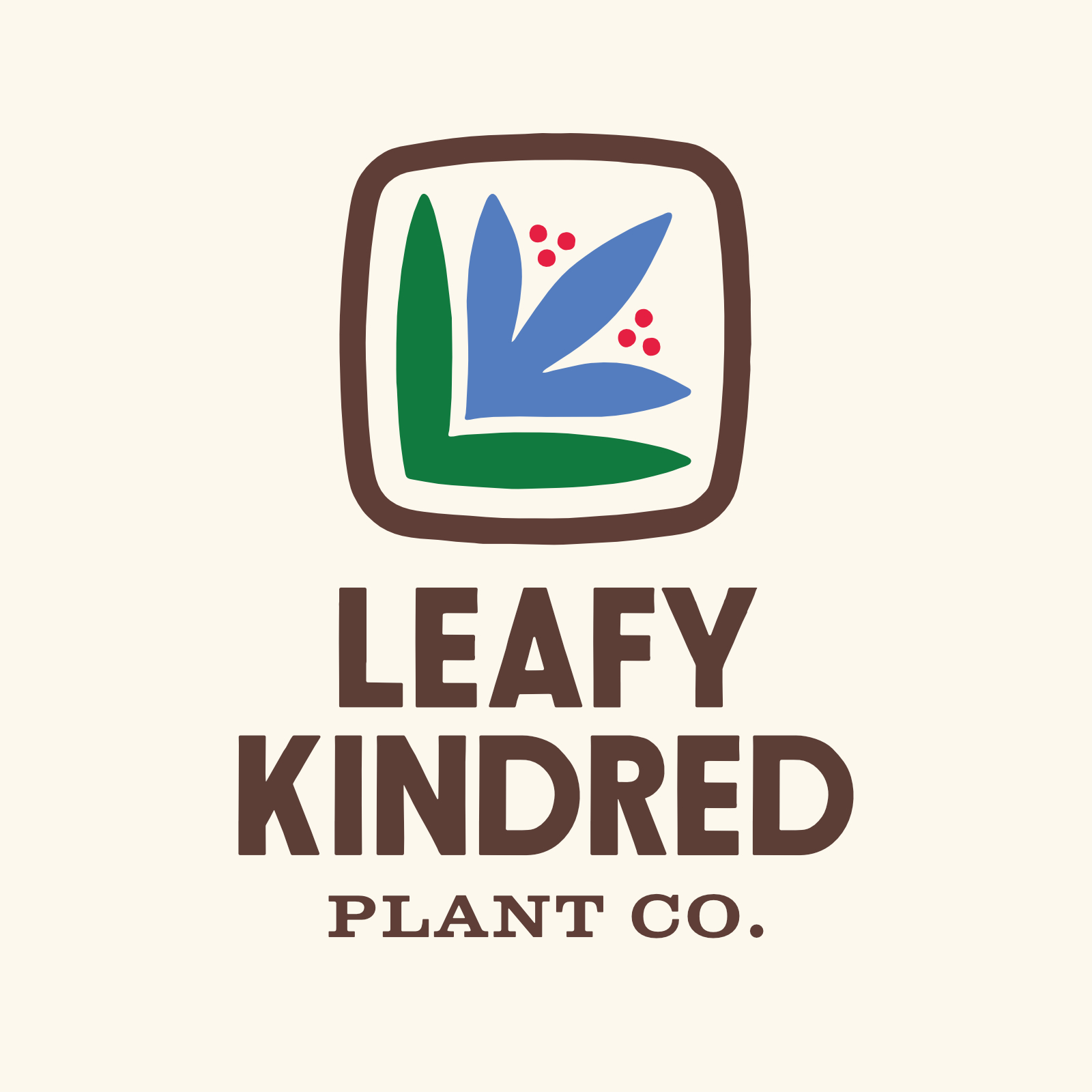 A stylized “L” and “K” form the base of Leafy Kindred’s flower icon.